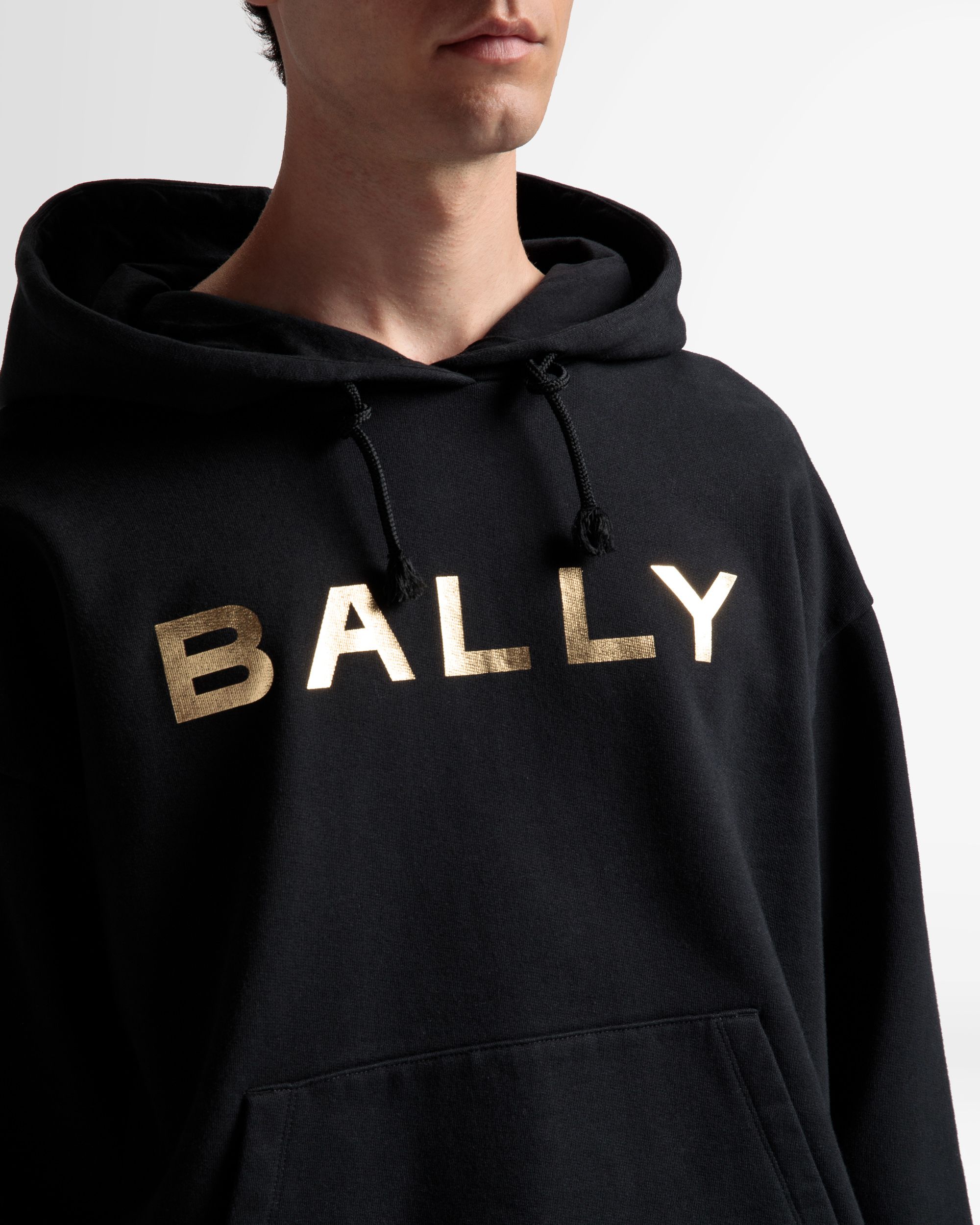 Felpa Con Cappuccio E Logo In Cotone Nero - Uomo - Bally - 04