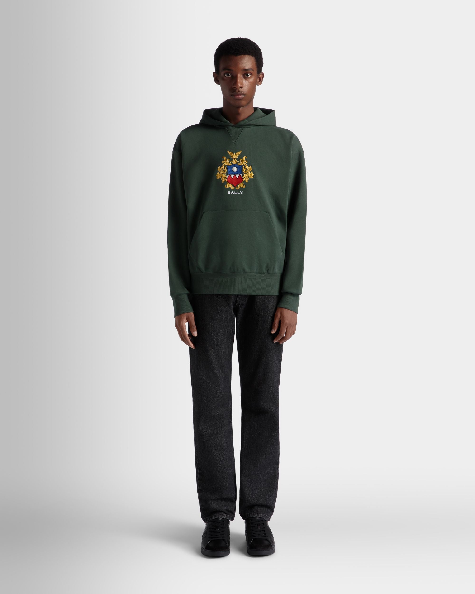Kapuzenpullover Aus Baumwolle In Bottle Green Mit Bally Crest Logo - Herren - Bally - 02