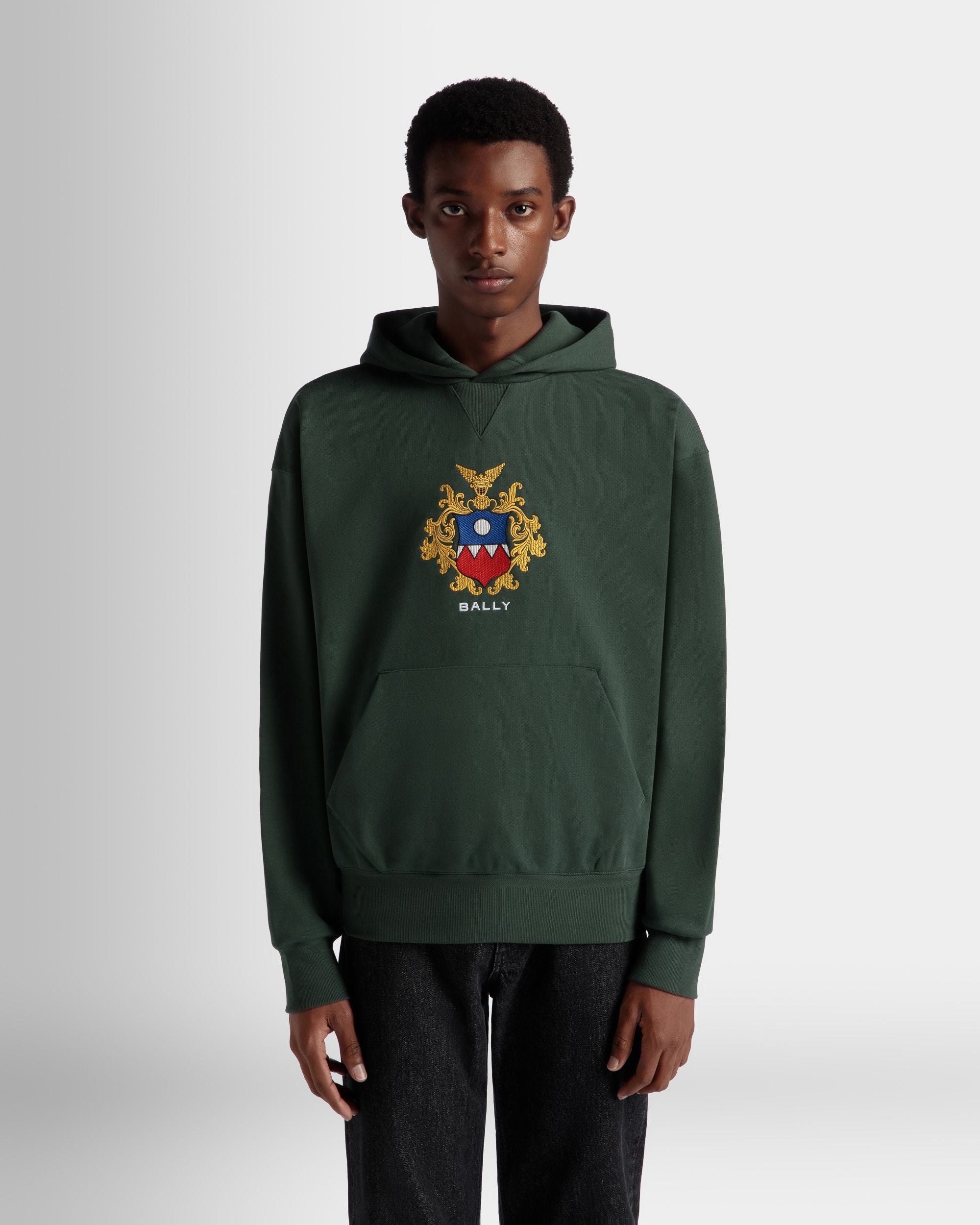 Kapuzenpullover Aus Baumwolle In Bottle Green Mit Bally Crest Logo - Herren - Bally - 03