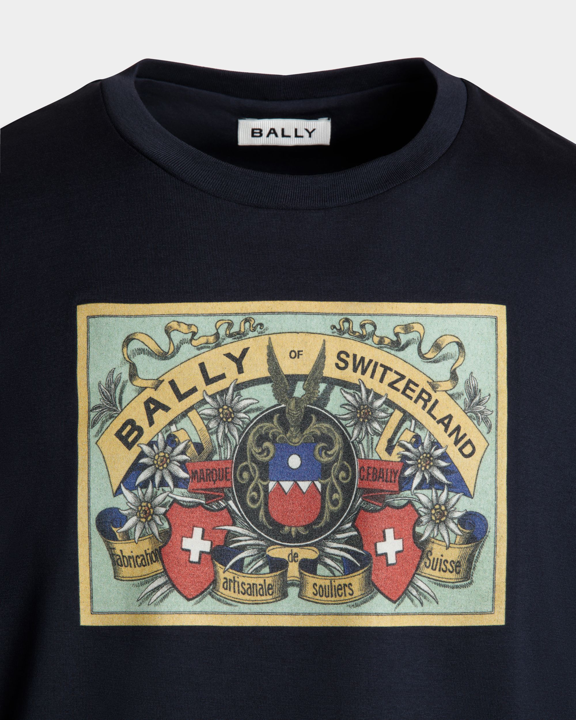 T-Shirt Avec Étiquette Bally Crest En Coton Navy Blue - Homme - Bally - 02