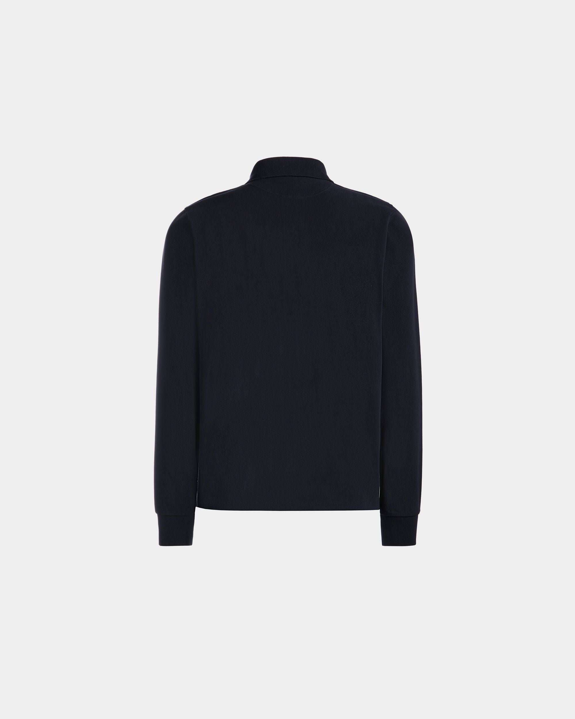 Langärmeliges Poloshirt Aus Baumwolle In Navy Blue - Herren - Bally - 07