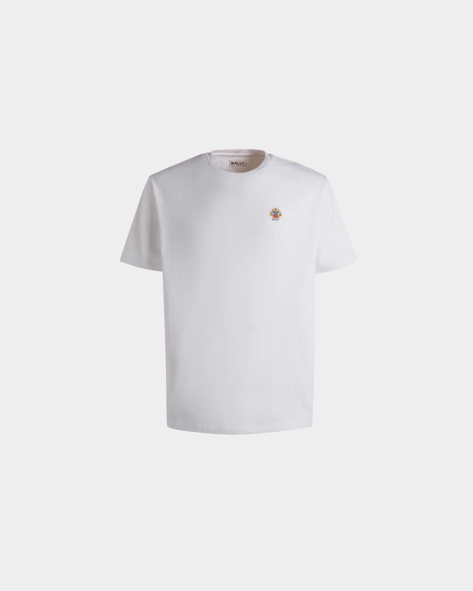T-Shirt With Bally Crest Logo In White Cotton - Men's - Bally - 01