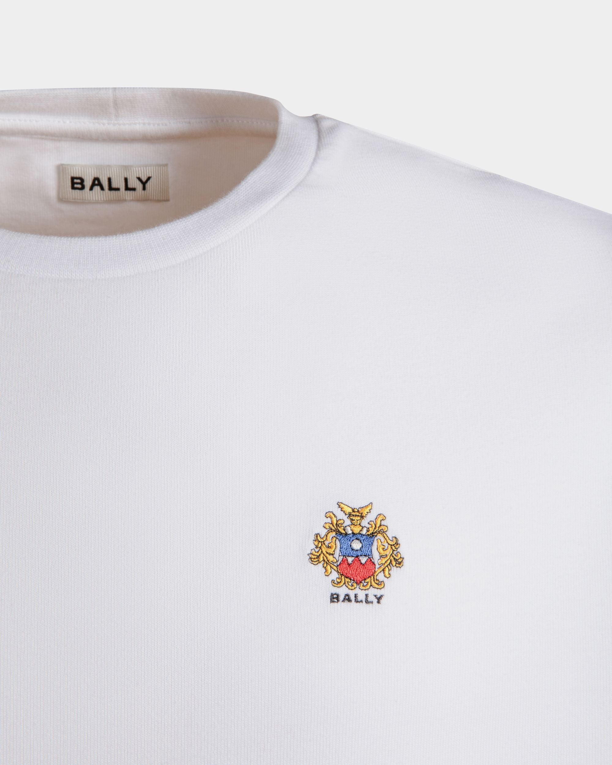 T-Shirt With Bally Crest Logo In White Cotton - Men's - Bally - 02