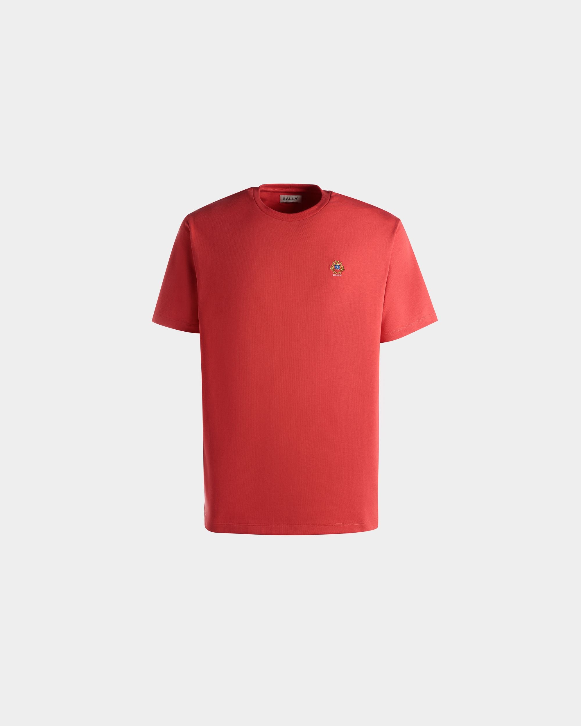T-Shirt With Bally Crest Logo In Red Cotton - Men's - Bally - 01