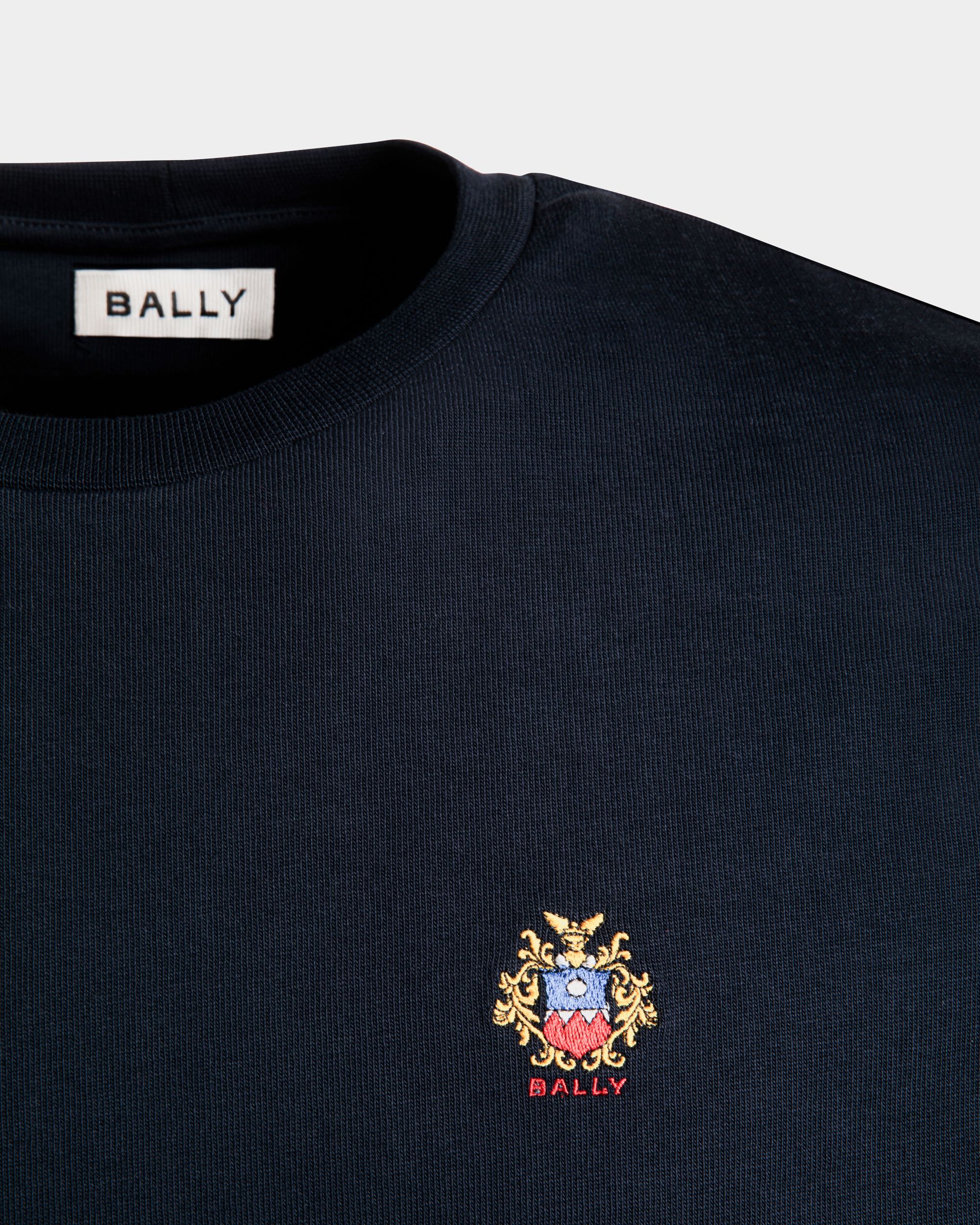 T-Shirt With a Bally Crest Logo In Navy Blue Cotton - Men's - Bally - 04