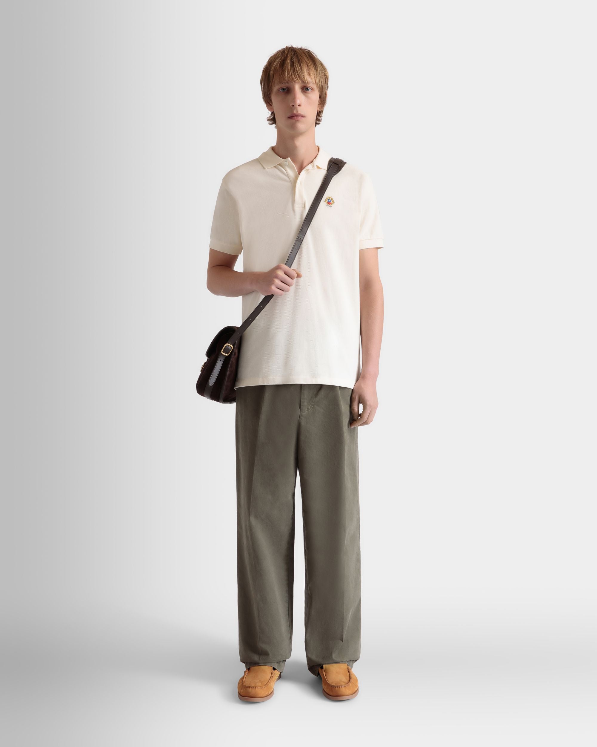 Polo With a Bally Crest Logo In White Cotton - Men's - Bally - 02