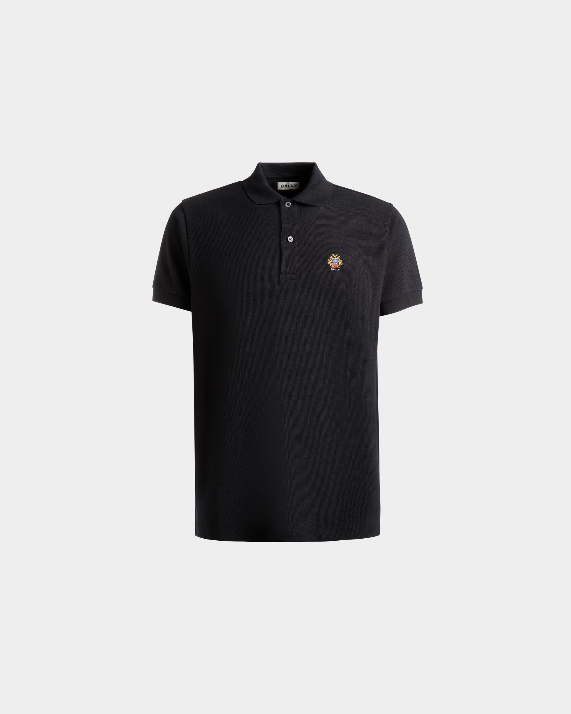 Polo In Cotone Nero Con Logo Bally Crest - Uomo - Bally - 01
