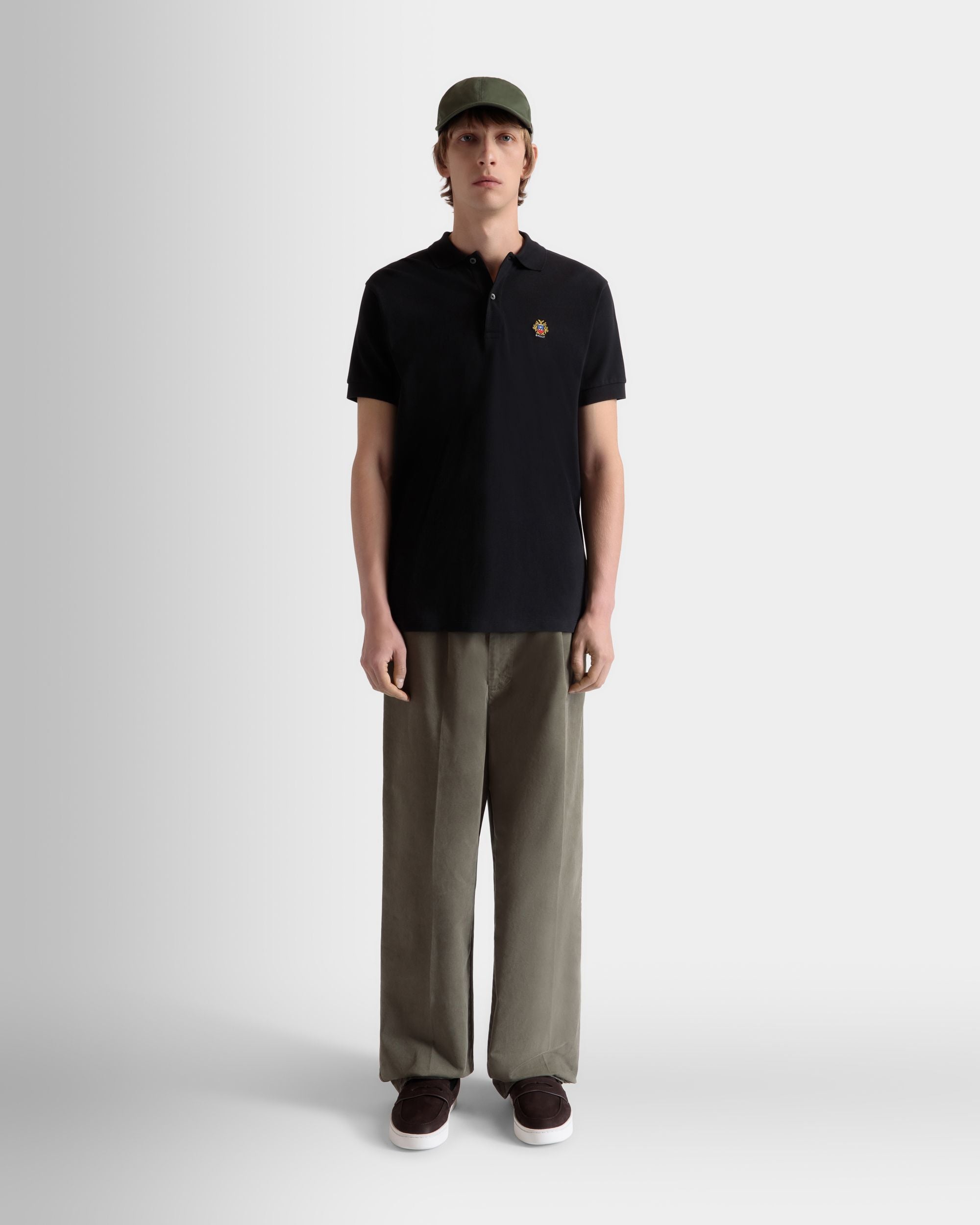 Polo In Cotone Nero Con Logo Bally Crest - Uomo - Bally - 02