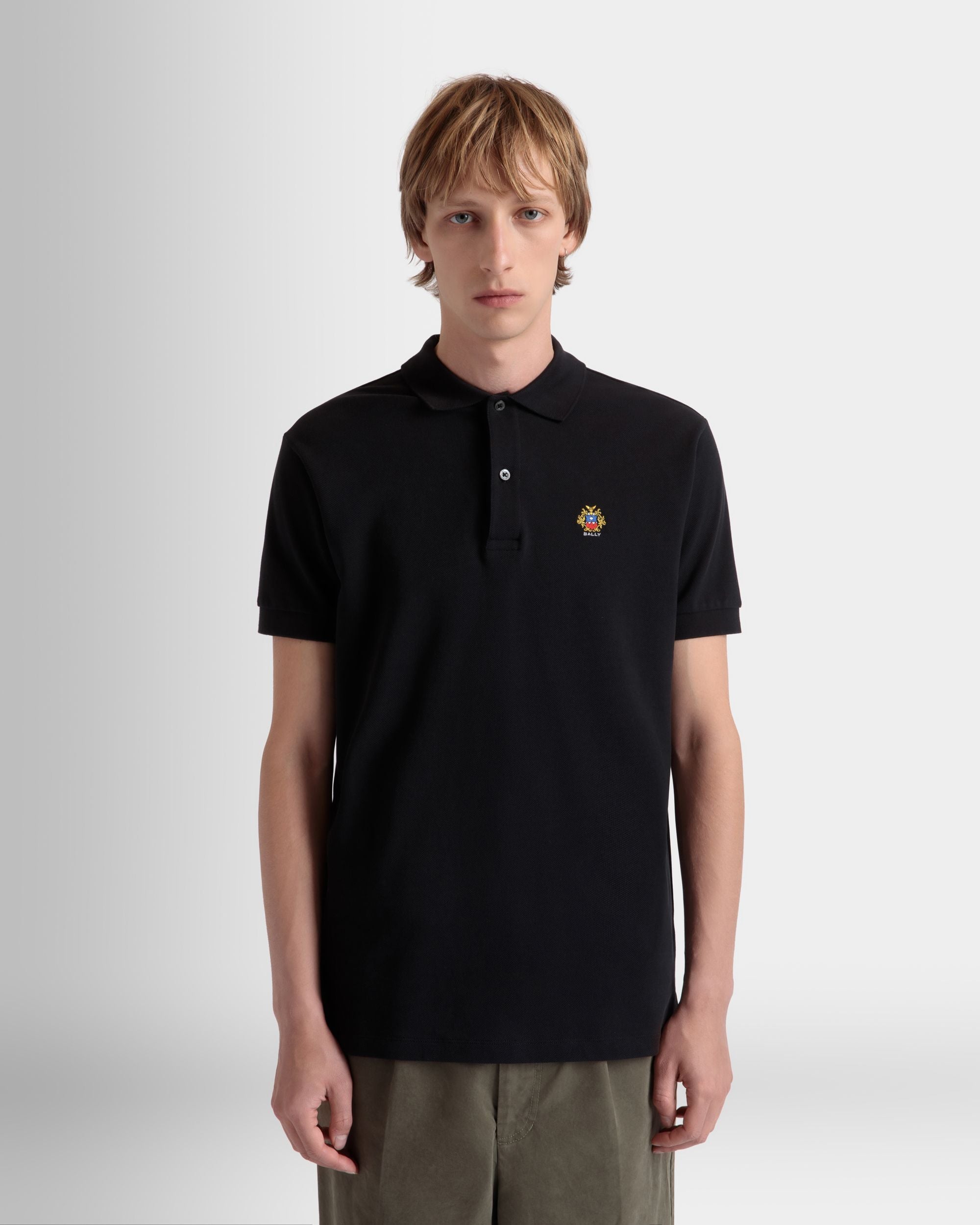 Polo In Cotone Nero Con Logo Bally Crest - Uomo - Bally - 05