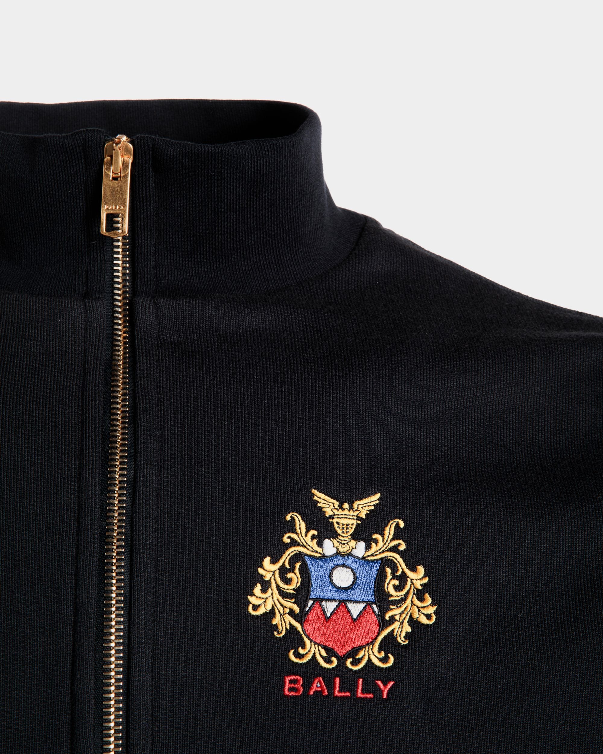 Sweat-Shirt À Col Camionneur Avec Logo Bally Crest En Coton Navy Blue - Homme - Bally - 04