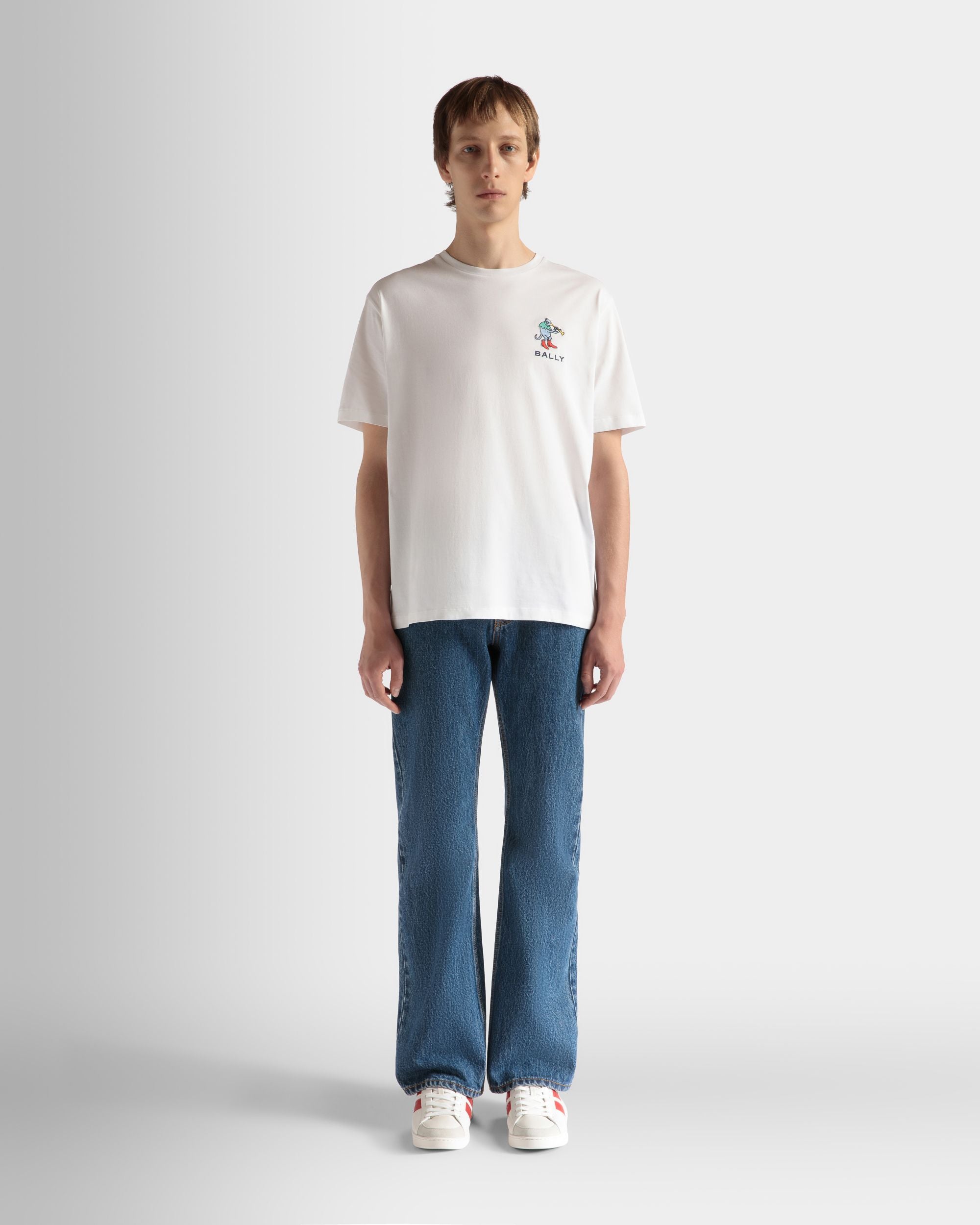 T-Shirt En Coton Blanc - Homme - Bally - 02