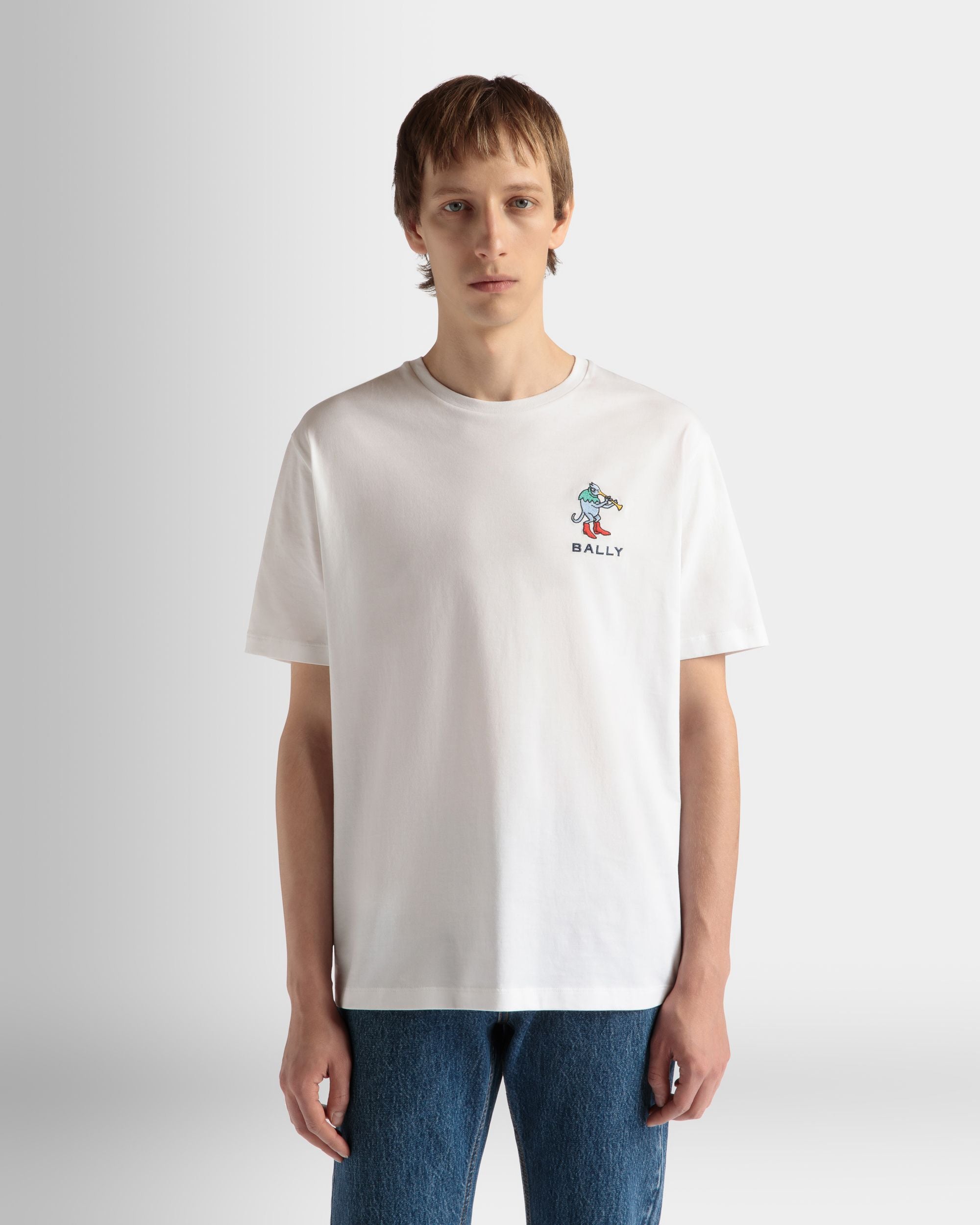 T-Shirt En Coton Blanc - Homme - Bally - 03