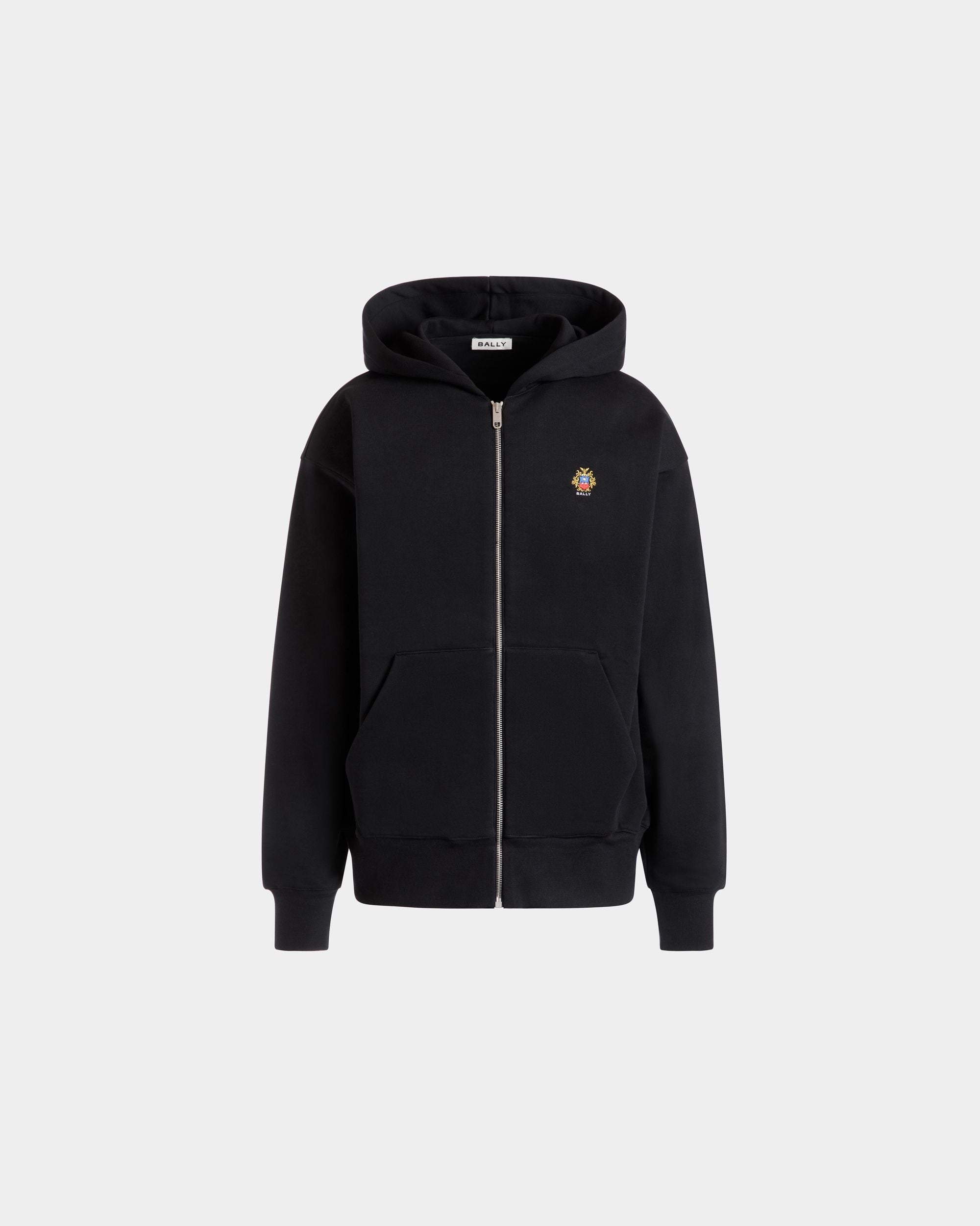 Maglia Con Cappuccio In Cotone Nero Con Logo Bally Crest - Uomo - Bally - 01