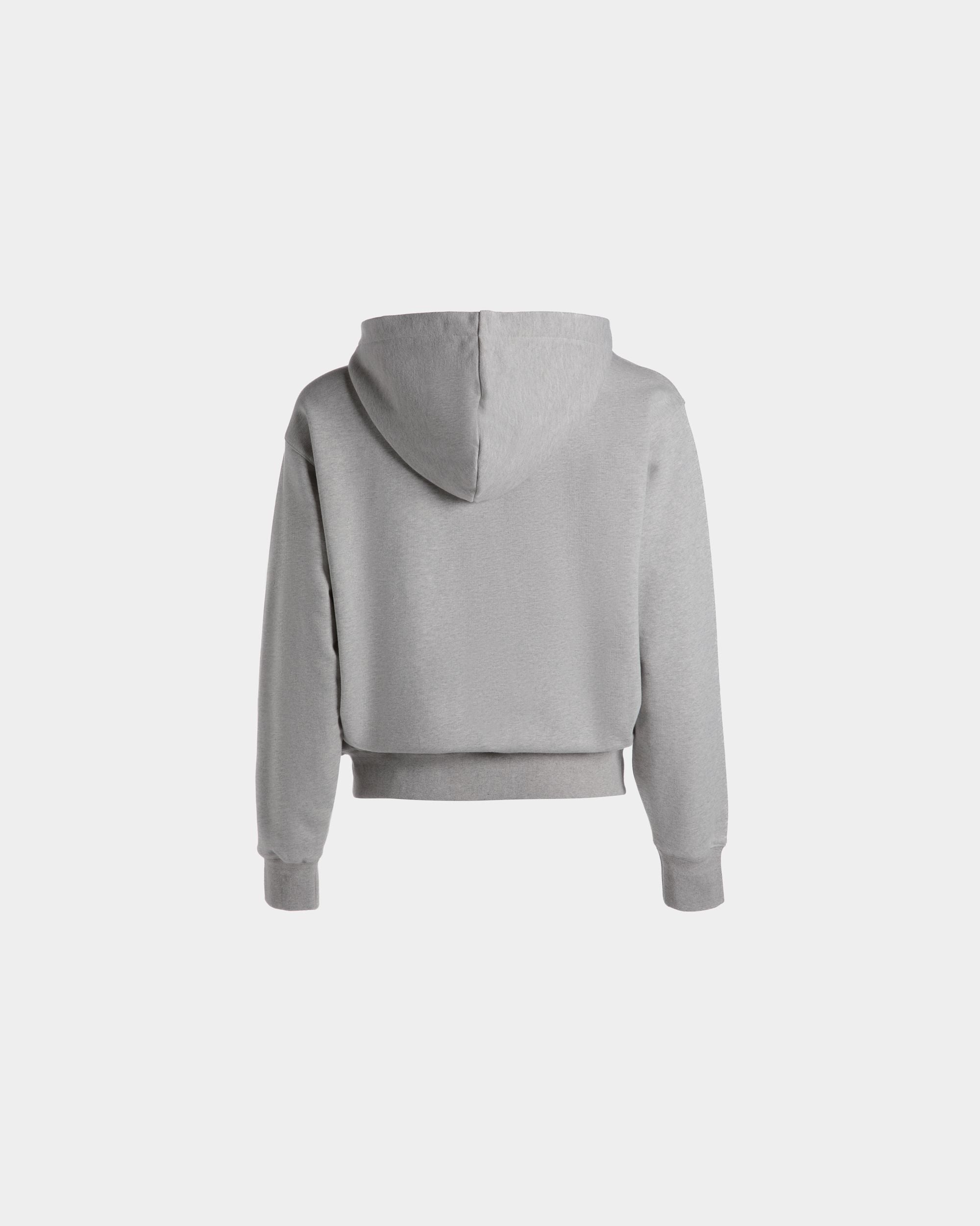 Hoodie With a Bally Crest Logo In Grey Melange Cotton - Men's - Bally - 03