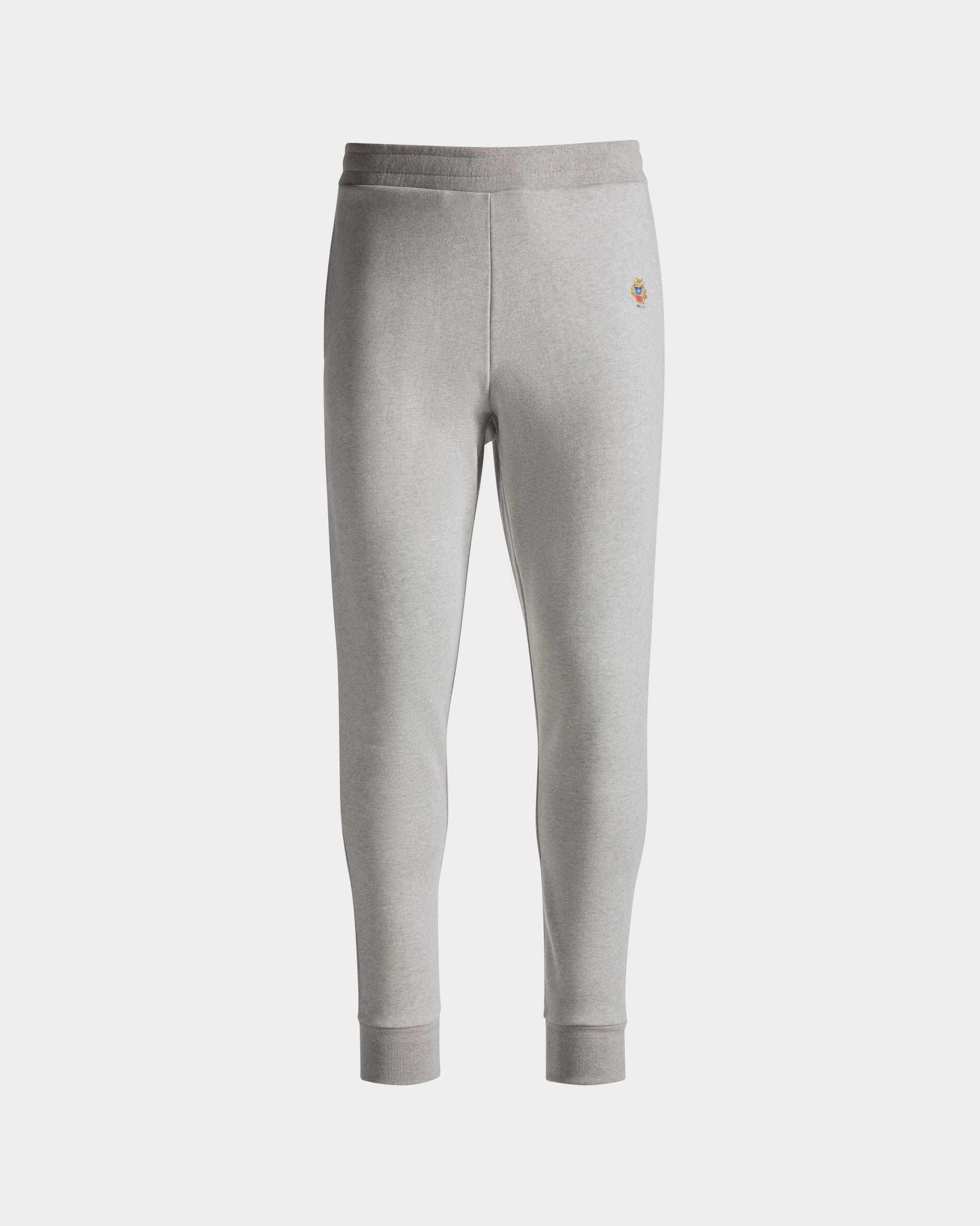 Sweatpants With a Bally Crest Logo In Grey Melange Cotton - Men's - Bally - 01