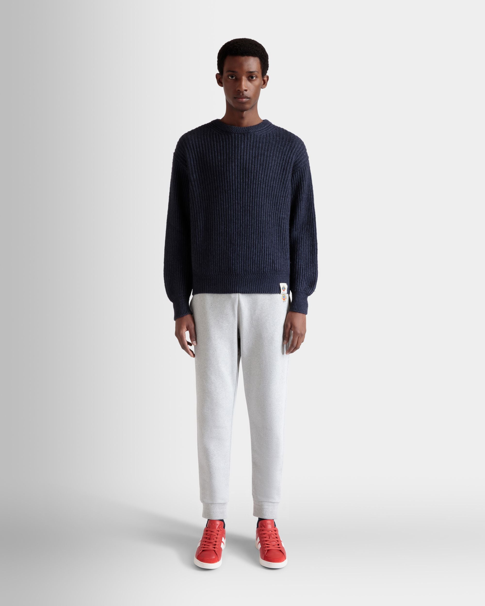 Sweatpants With a Bally Crest Logo In Grey Melange Cotton - Men's - Bally - 02