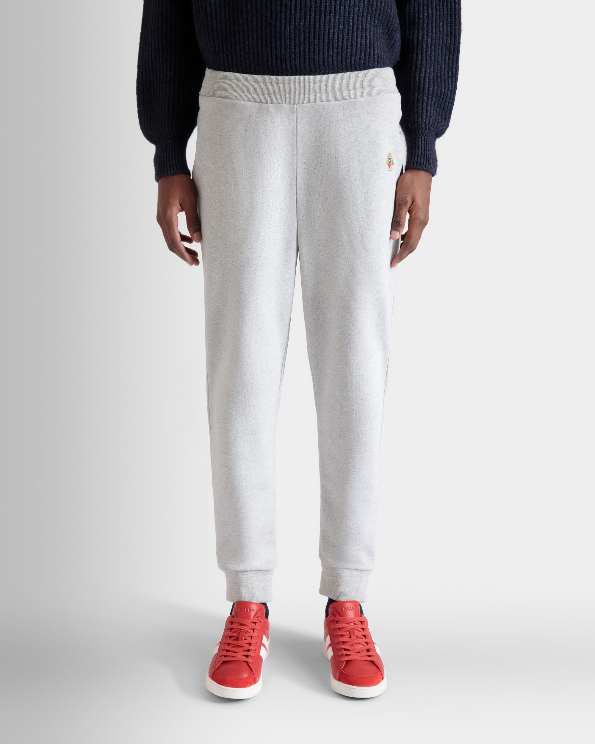 Sweatpants With a Bally Crest Logo In Grey Melange Cotton - Men's - Bally - 03