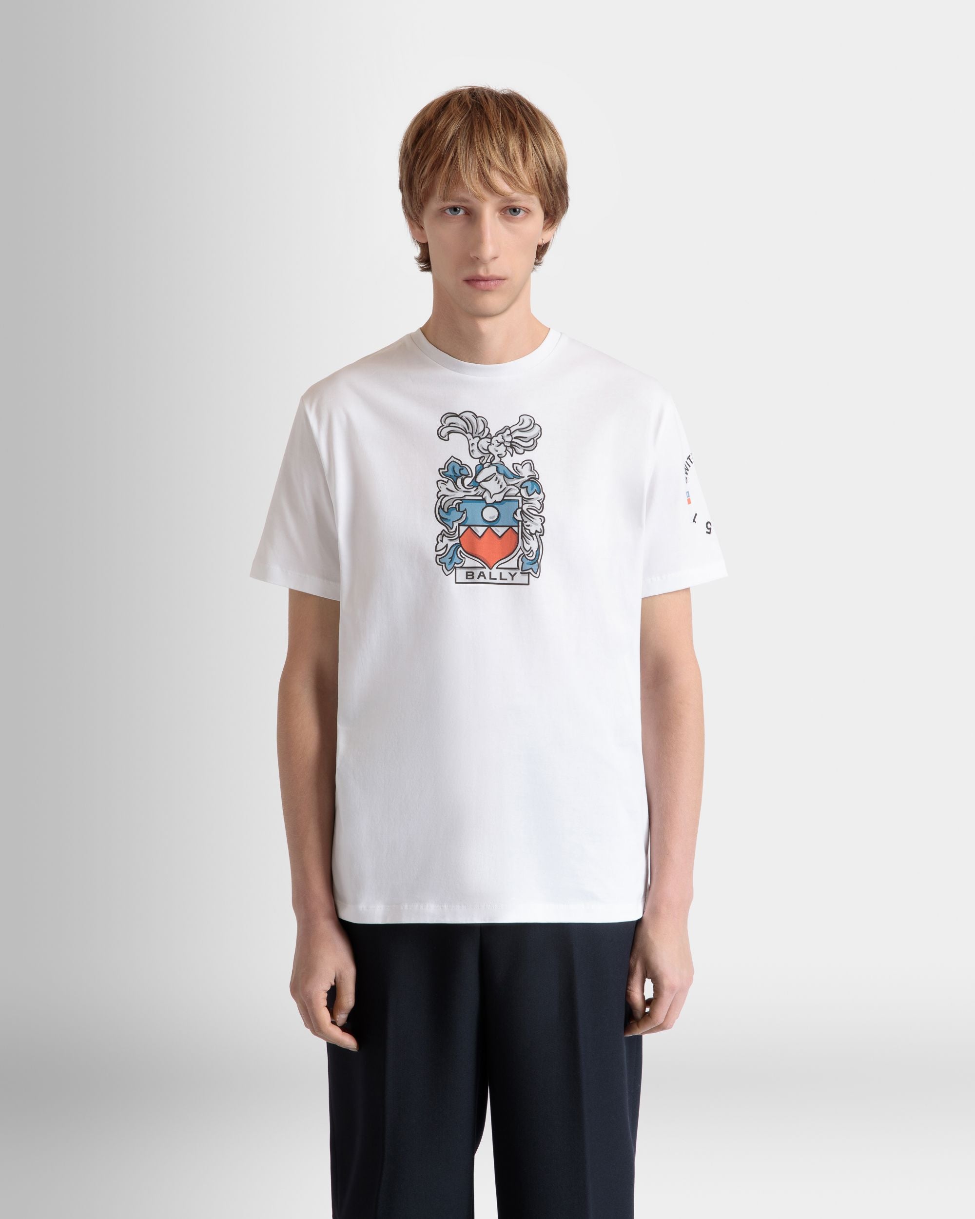 T-Shirt Aus Baumwolle In Weiß Mit Bally-Crest - Herren - Bally - 02