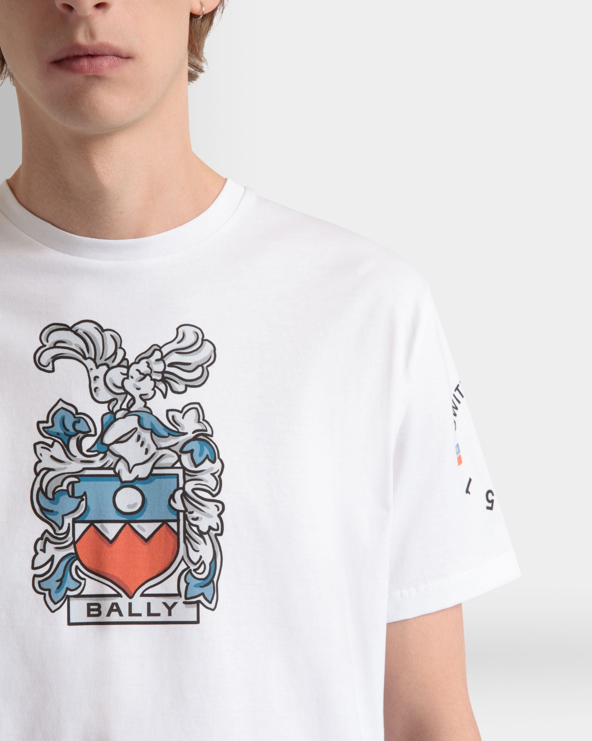 T-Shirt Aus Baumwolle In Weiß Mit Bally-Crest - Herren - Bally - 08