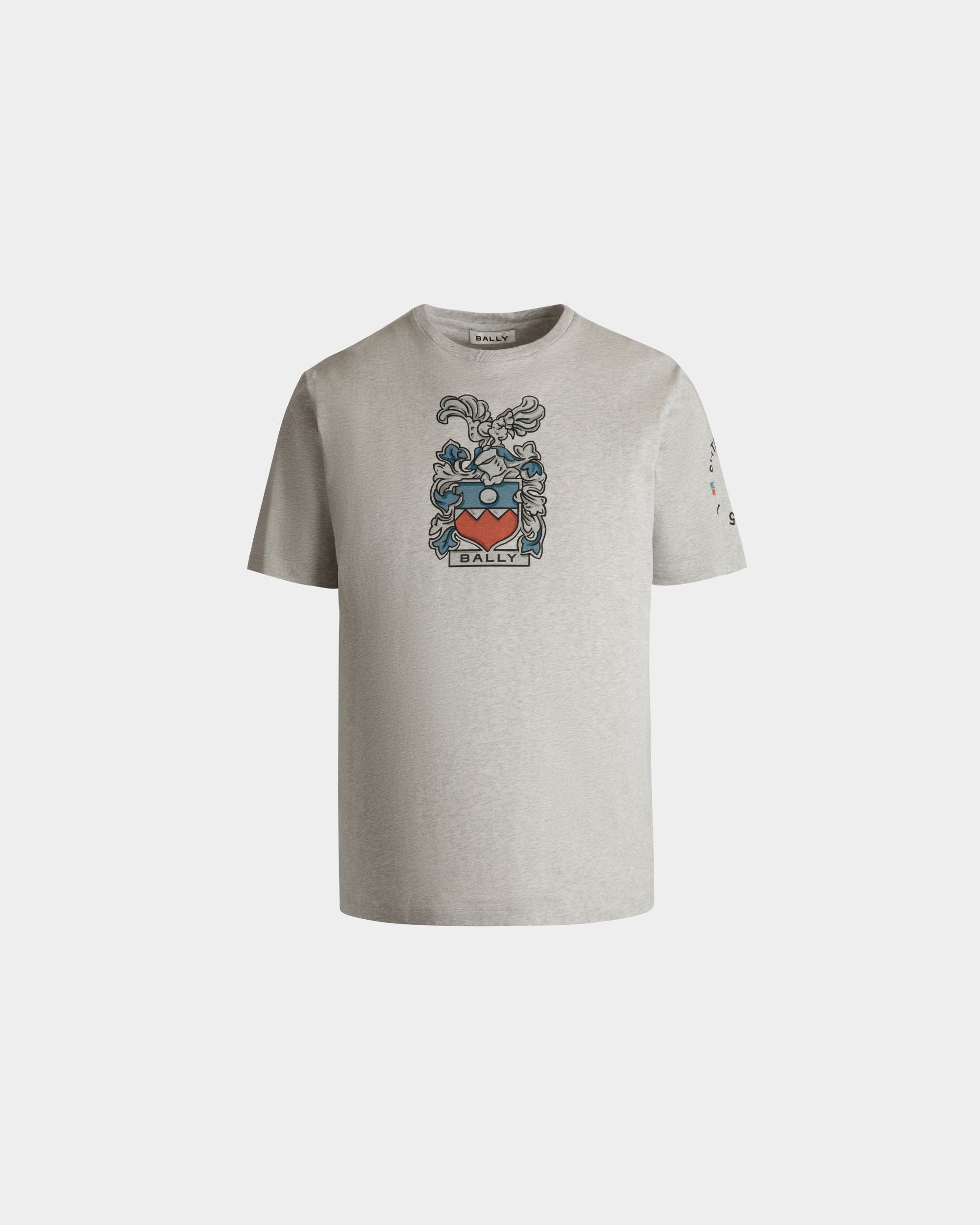 T-Shirt In Cotone Grigio Mélange Con Stemma Bally Crest - Uomo - Bally - 01