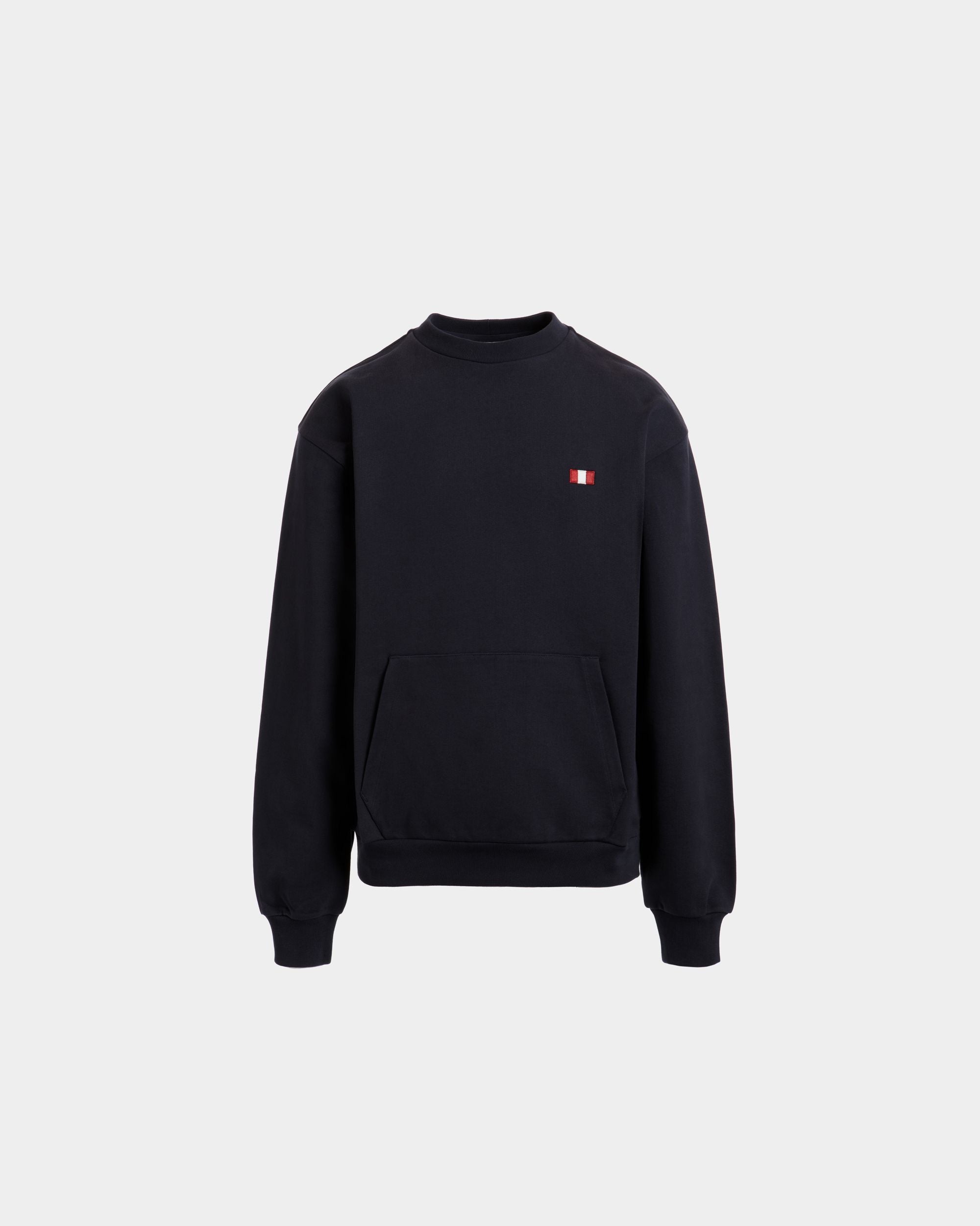 Sweatshirt Mit Rundhalsausschnitt Aus Baumwolle In Navy Blue Mit Bally-Flagge - Herren - Bally - 01