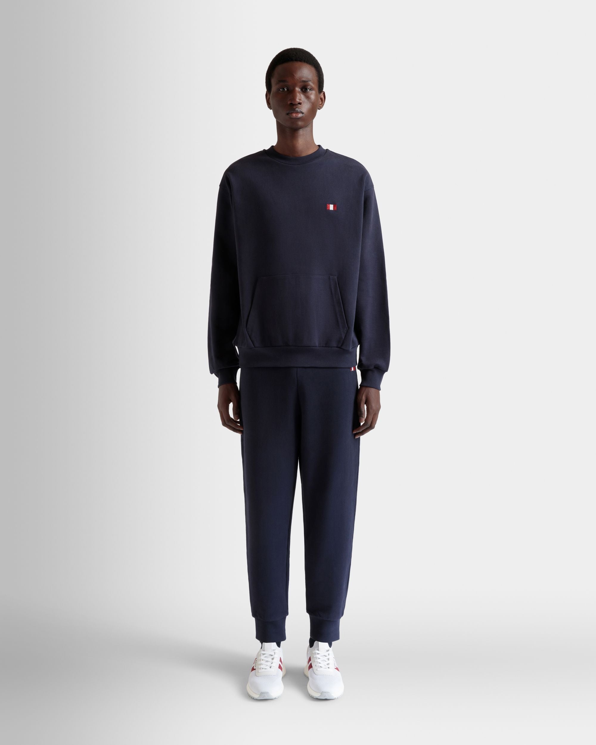 Sweatshirt Mit Rundhalsausschnitt Aus Baumwolle In Navy Blue Mit Bally-Flagge - Herren - Bally - 02