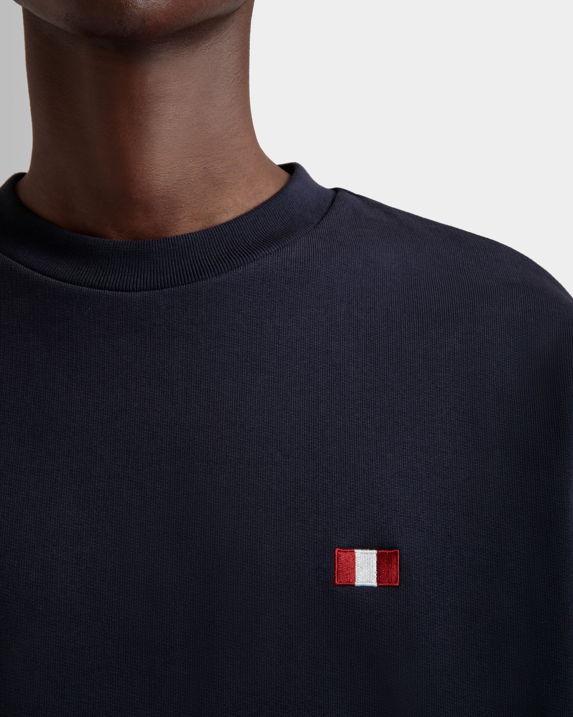 Sweatshirt Mit Rundhalsausschnitt Aus Baumwolle In Navy Blue Mit Bally-Flagge - Herren - Bally - 03
