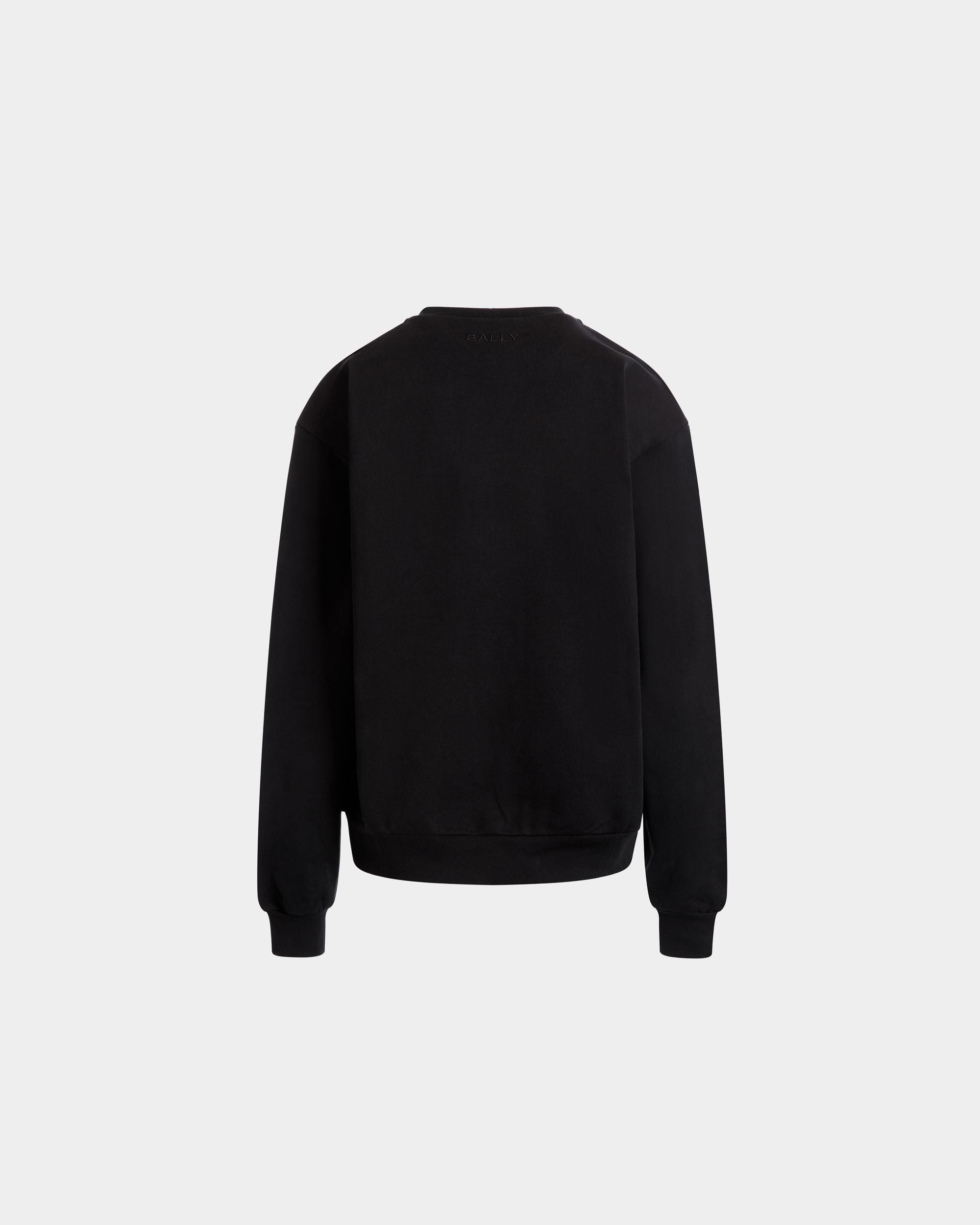 Crewneck Sweatshirt With a Bally Flag in Black Cotton - Men's - Bally - 07