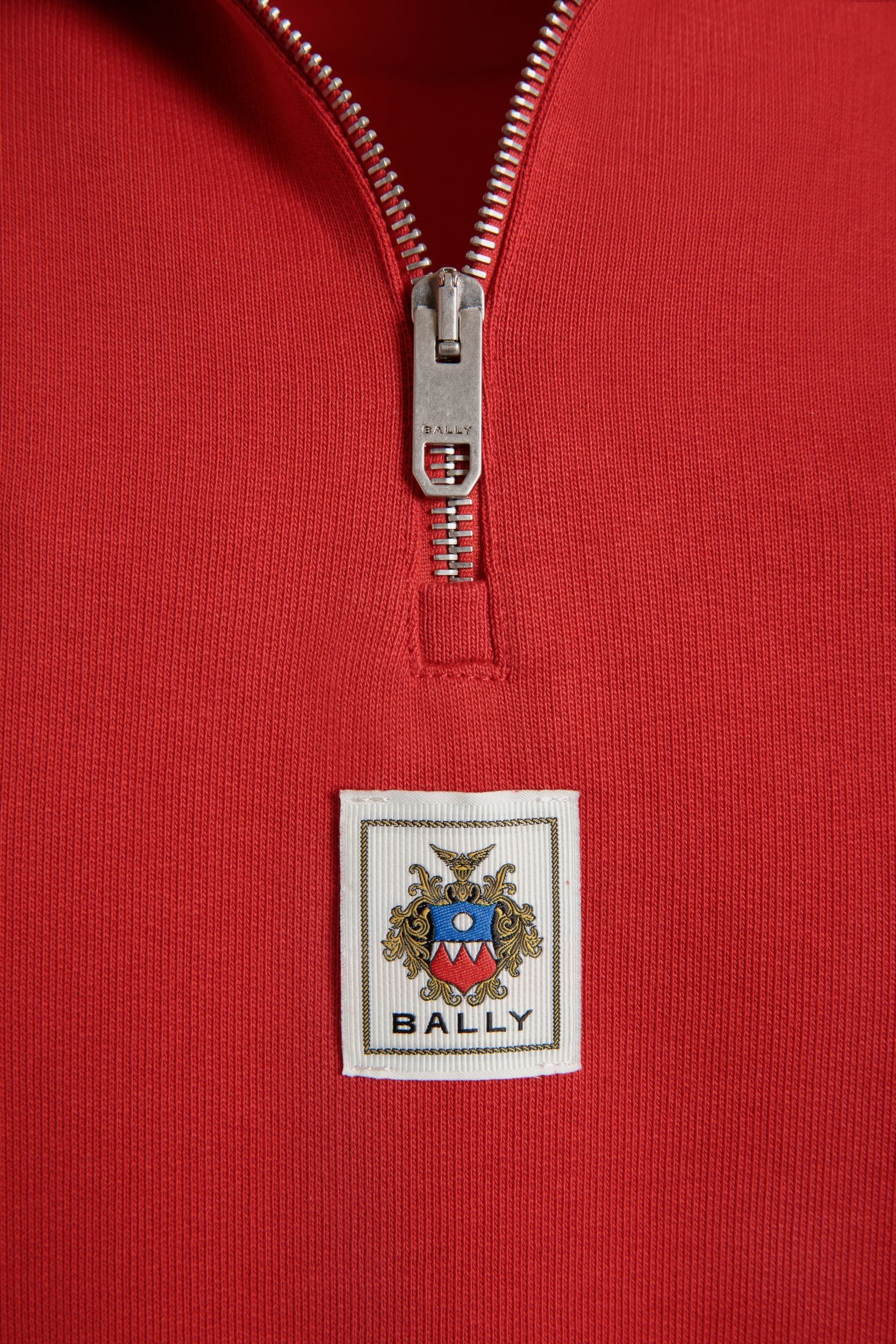 Half Zip Sweatshirt in Red Cotton - Men's - Bally - 04
