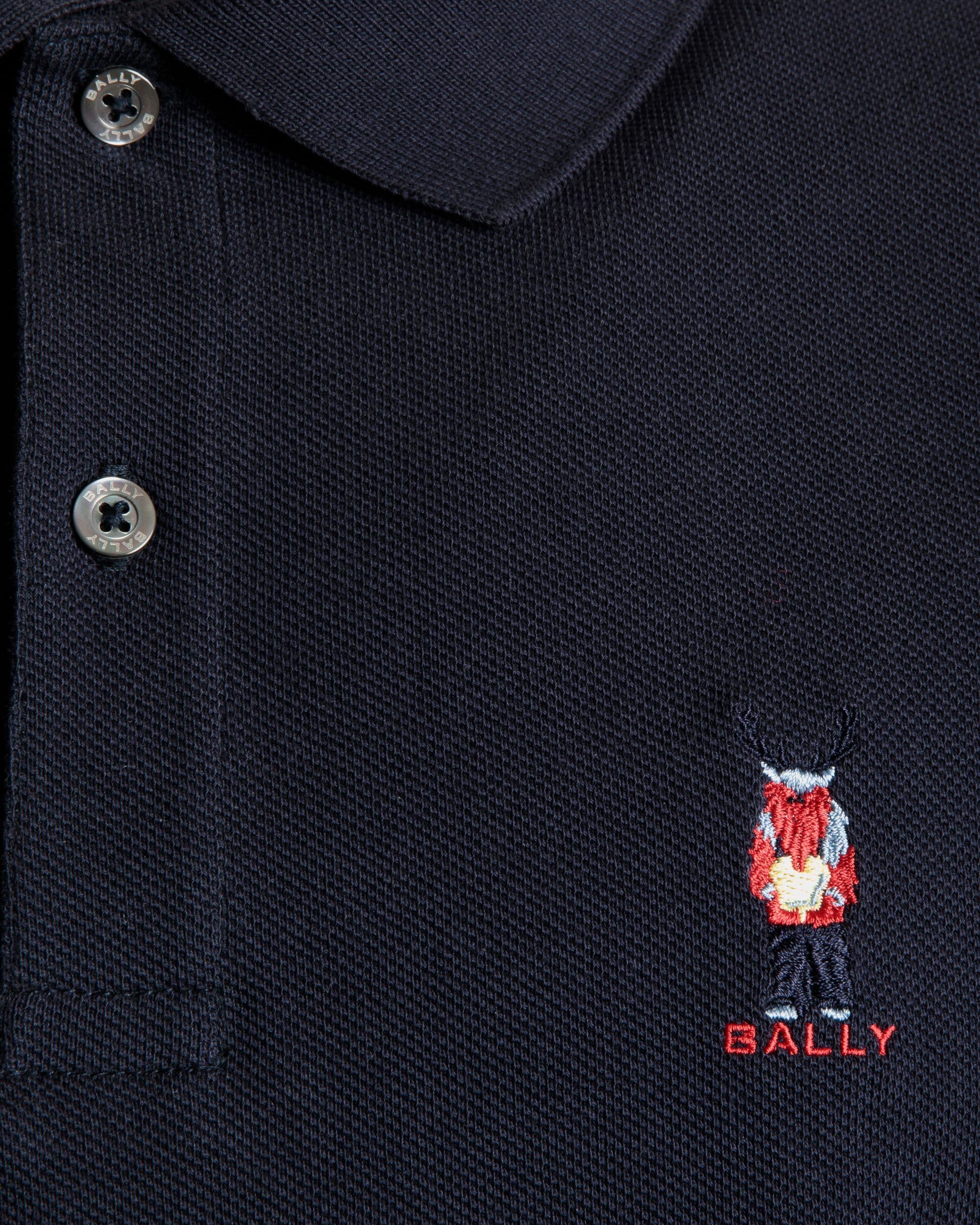 Polo With Forest Mask In Navy Blue Cotton - Men's - Bally - 04