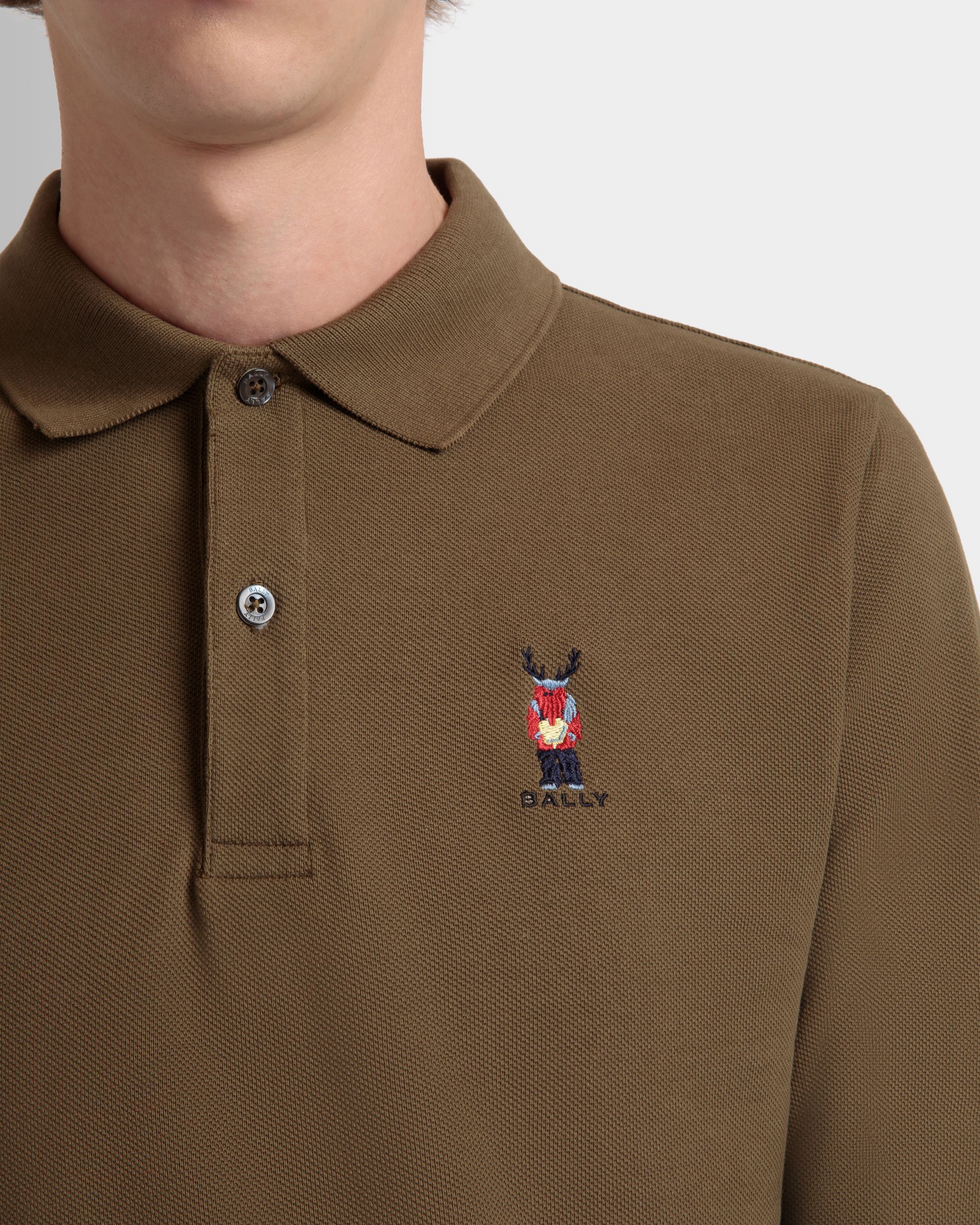 Langarm-Poloshirt Mit Forest Mask Aus Brauner Baumwolle - Herren - Bally - 04