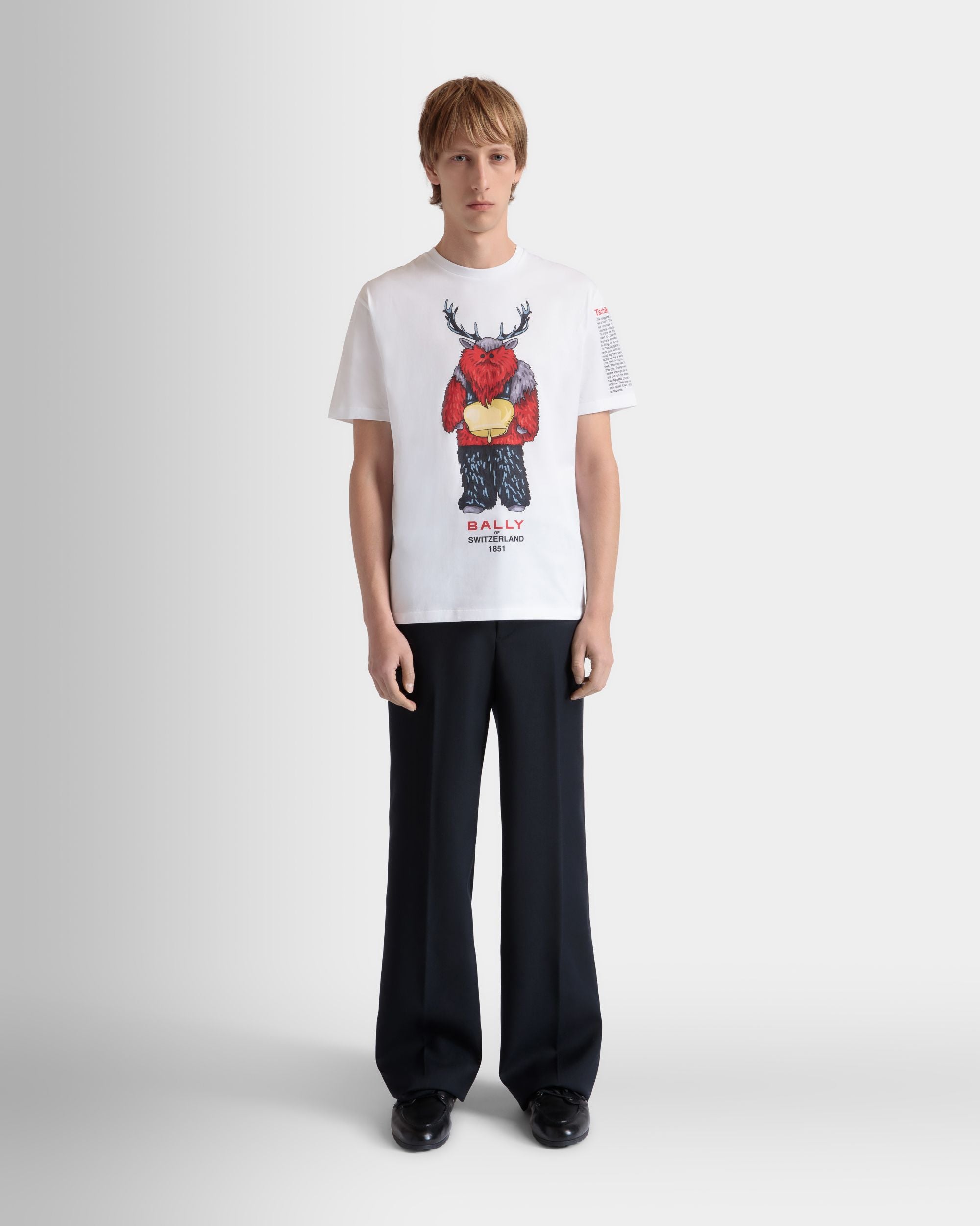 T-Shirt Mit Forest Mask Aus Baumwolle In Weiß - Herren - Bally - 02