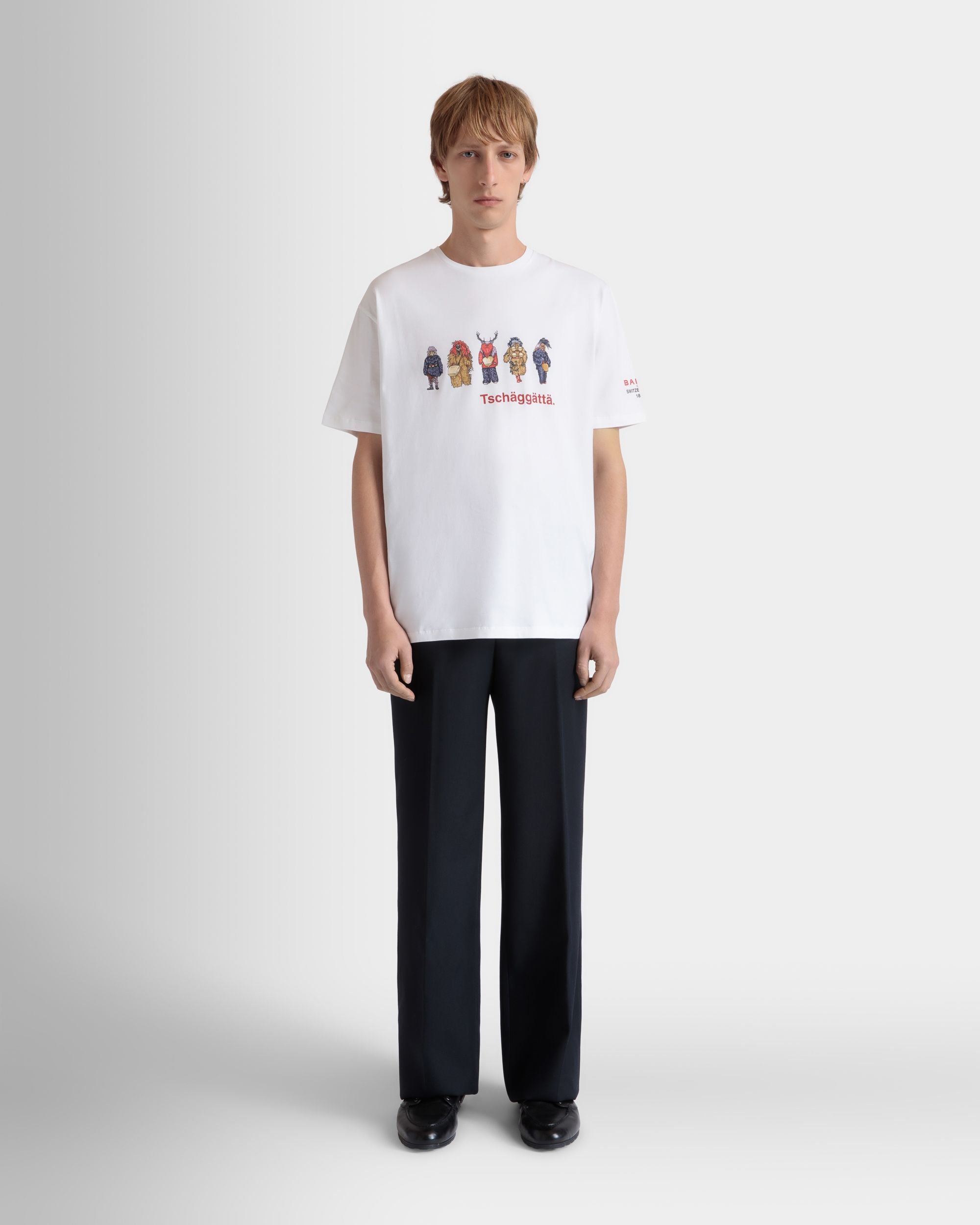 T-Shirt With Forest Mask In White Cotton - Men's - Bally - 02
