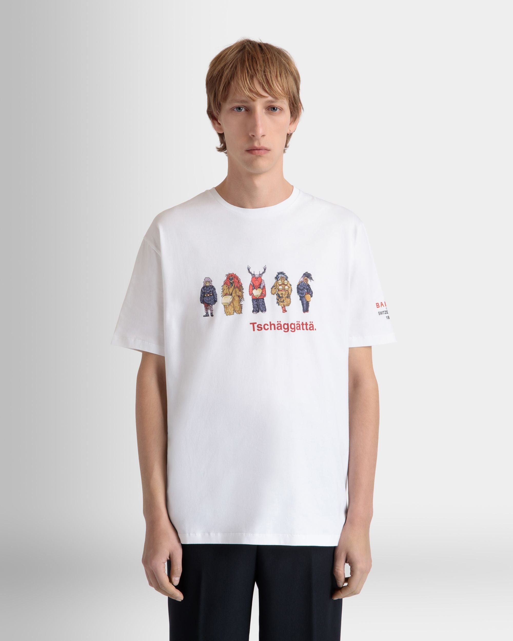 T-Shirt With Forest Mask In White Cotton - Men's - Bally - 03
