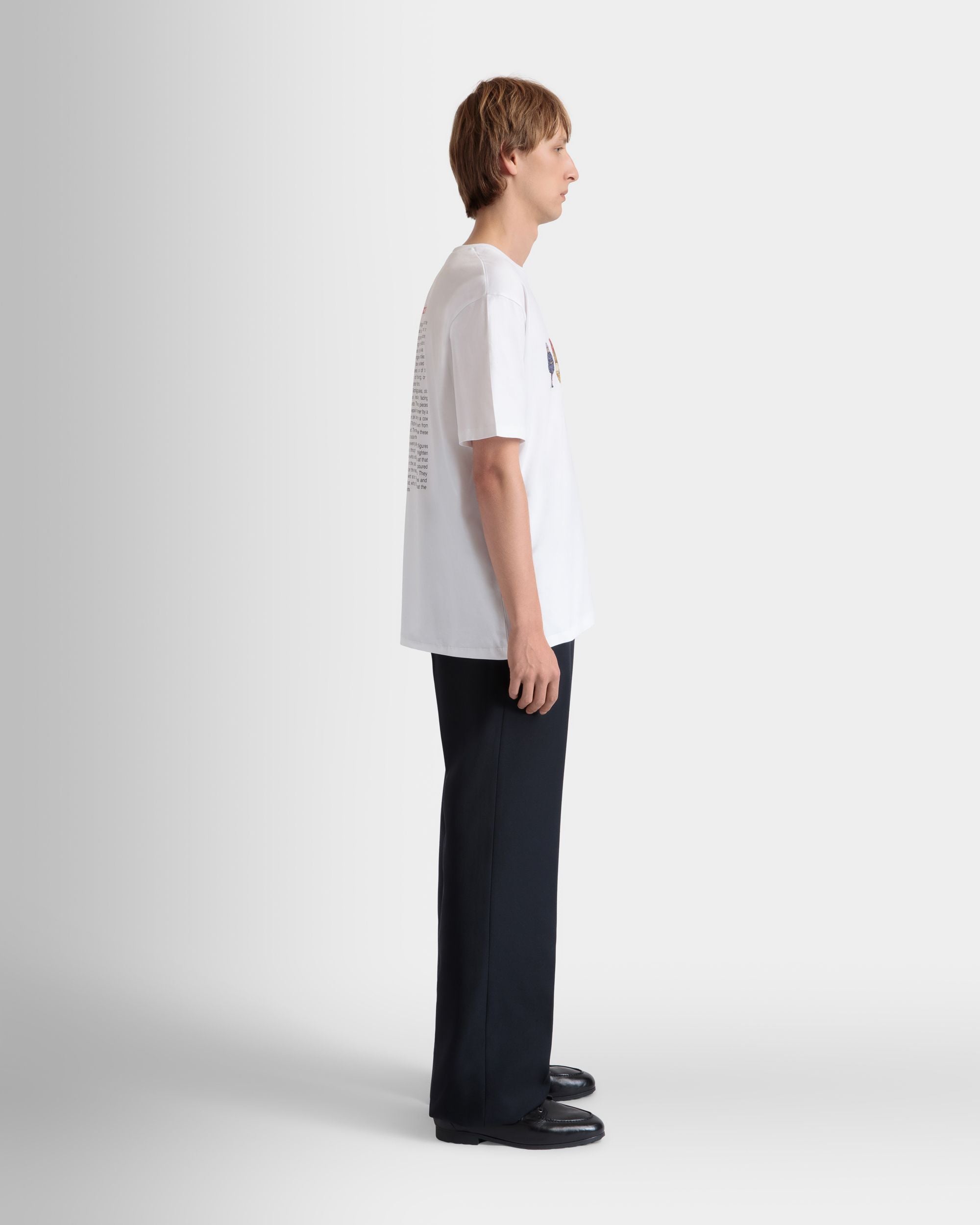 T-Shirt With Forest Mask In White Cotton - Men's - Bally - 05