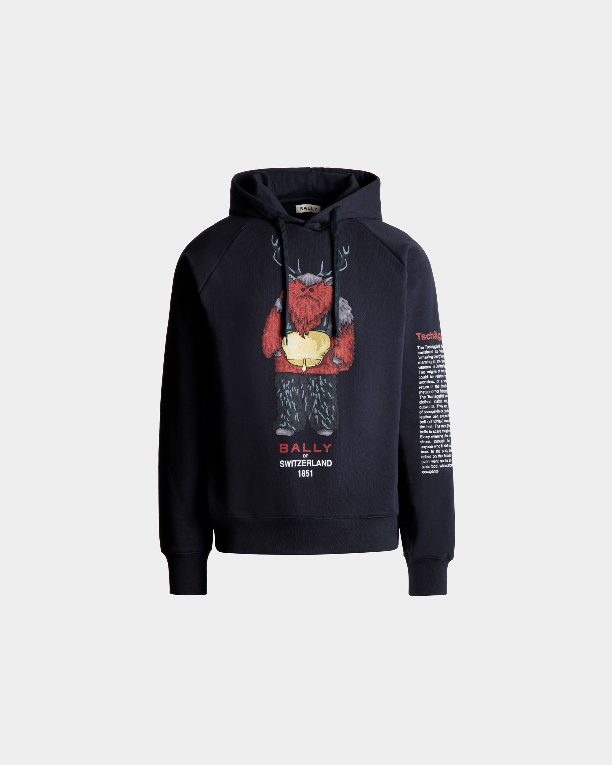Maglia Con Cappuccio In Cotone Navy Blue Con Ricamo Forest Mask - Uomo - Bally - 01