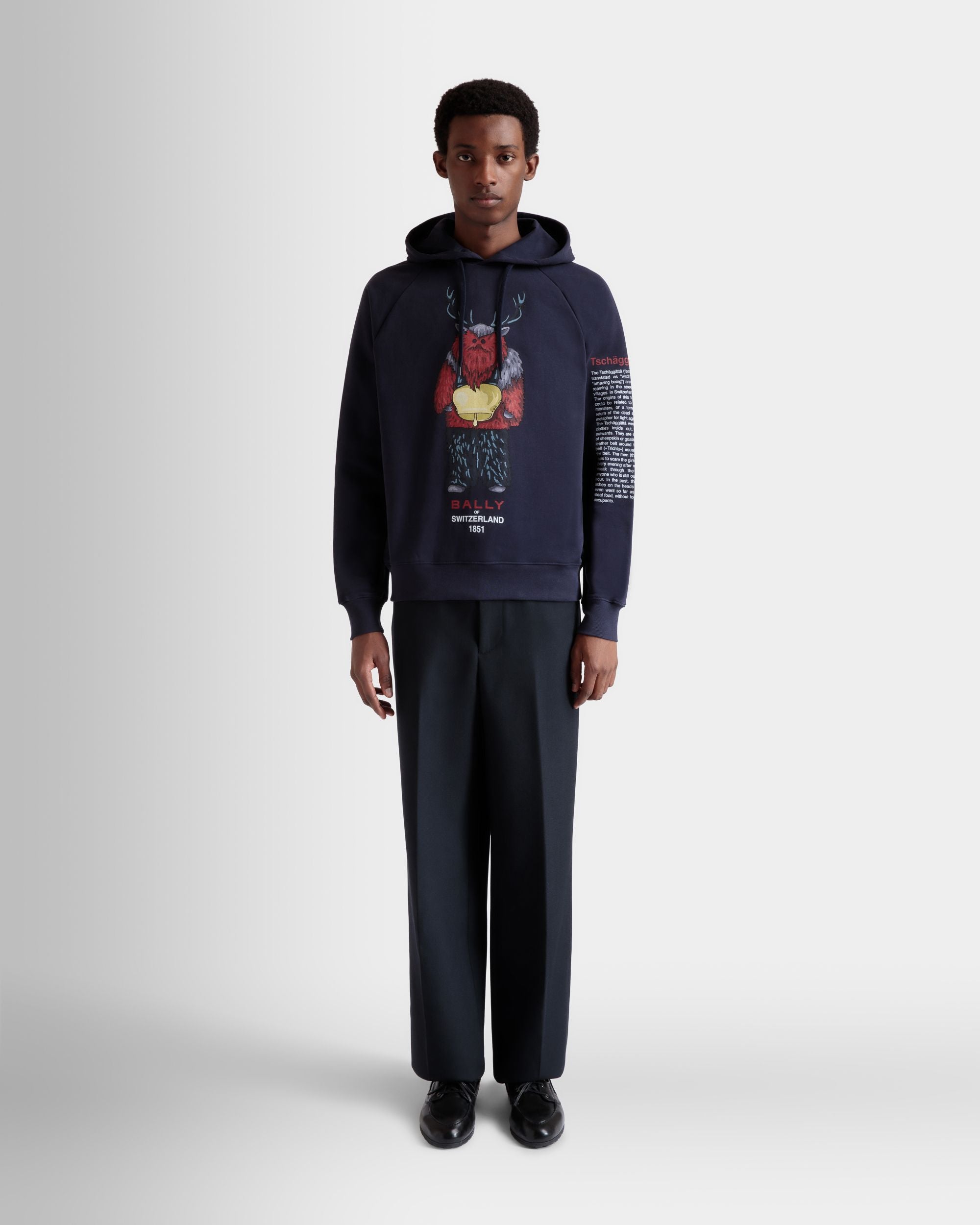 Maglia Con Cappuccio In Cotone Navy Blue Con Ricamo Forest Mask - Uomo - Bally - 02