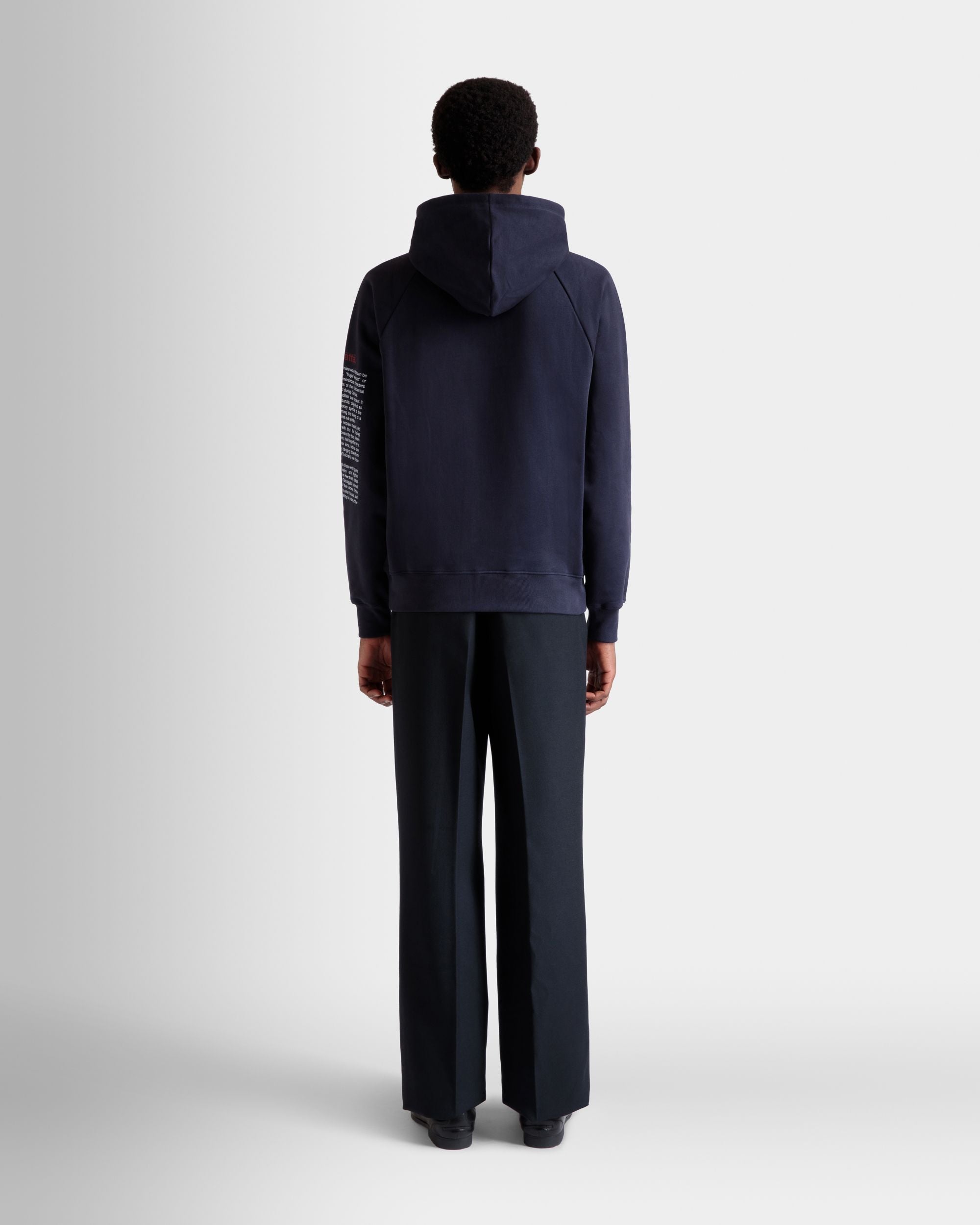 Maglia Con Cappuccio In Cotone Navy Blue Con Ricamo Forest Mask - Uomo - Bally - 06