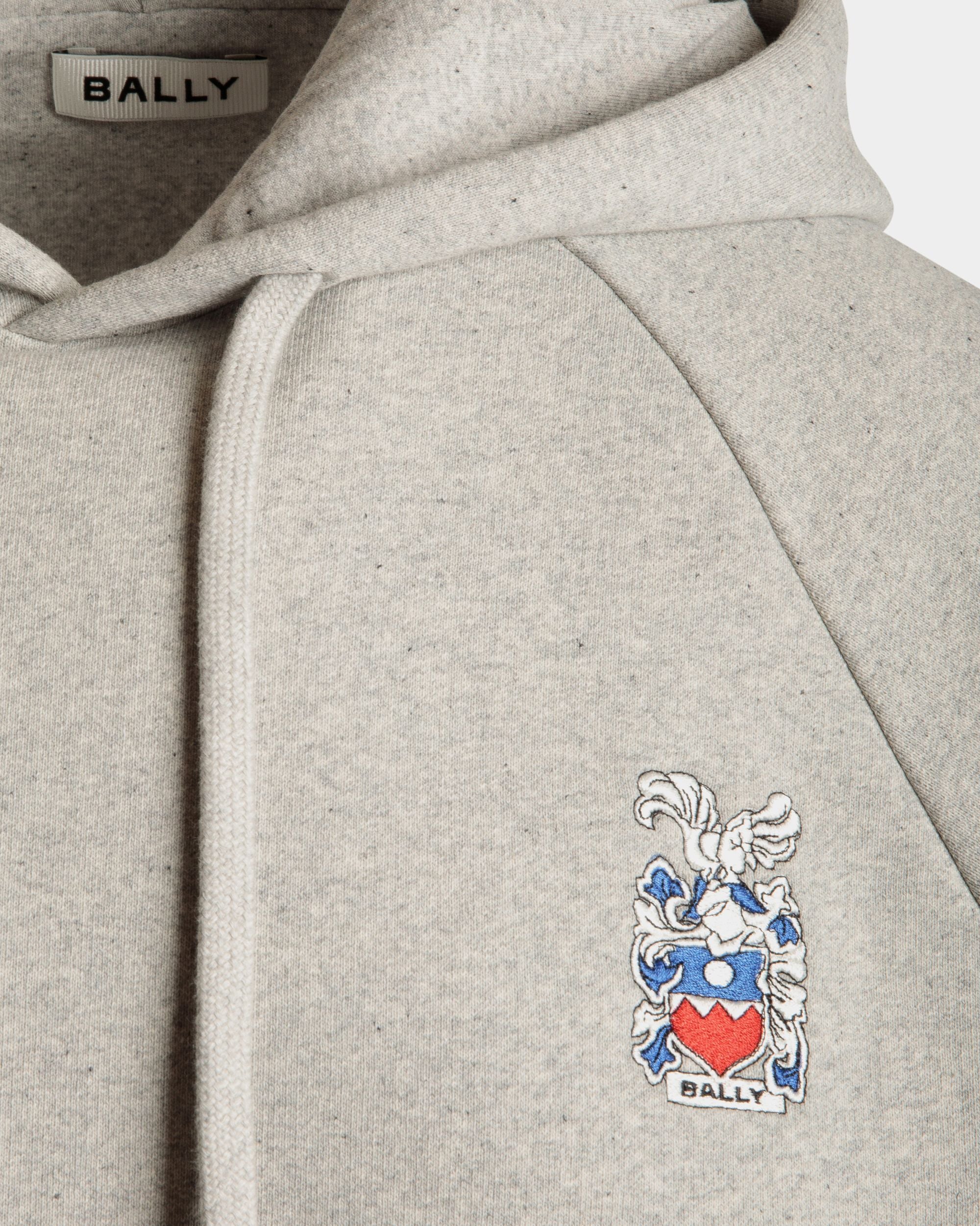 Hoodie With A Bally Crest In Grey Melange Cotton - Men's - Bally - 02