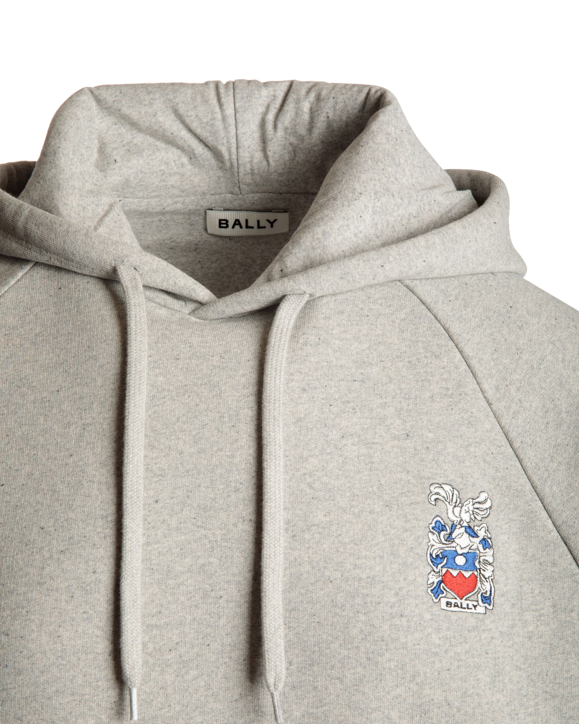 Hoodie With A Bally Crest In Grey Melange Cotton - Men's - Bally - 03