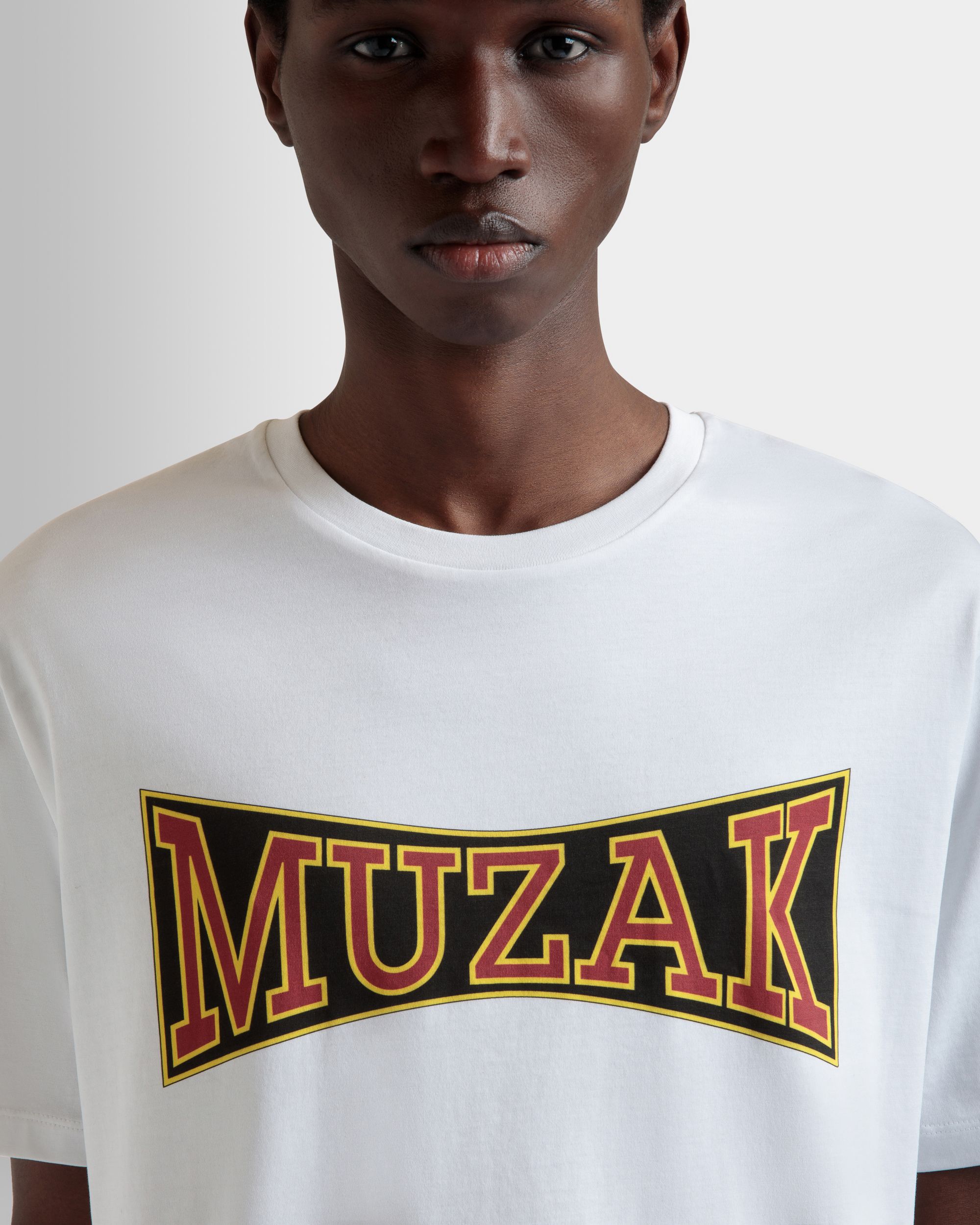 DJ Leo Mas x Bally T-Shirt in White Cotton with a Muzak Print - Men's - Bally - 03