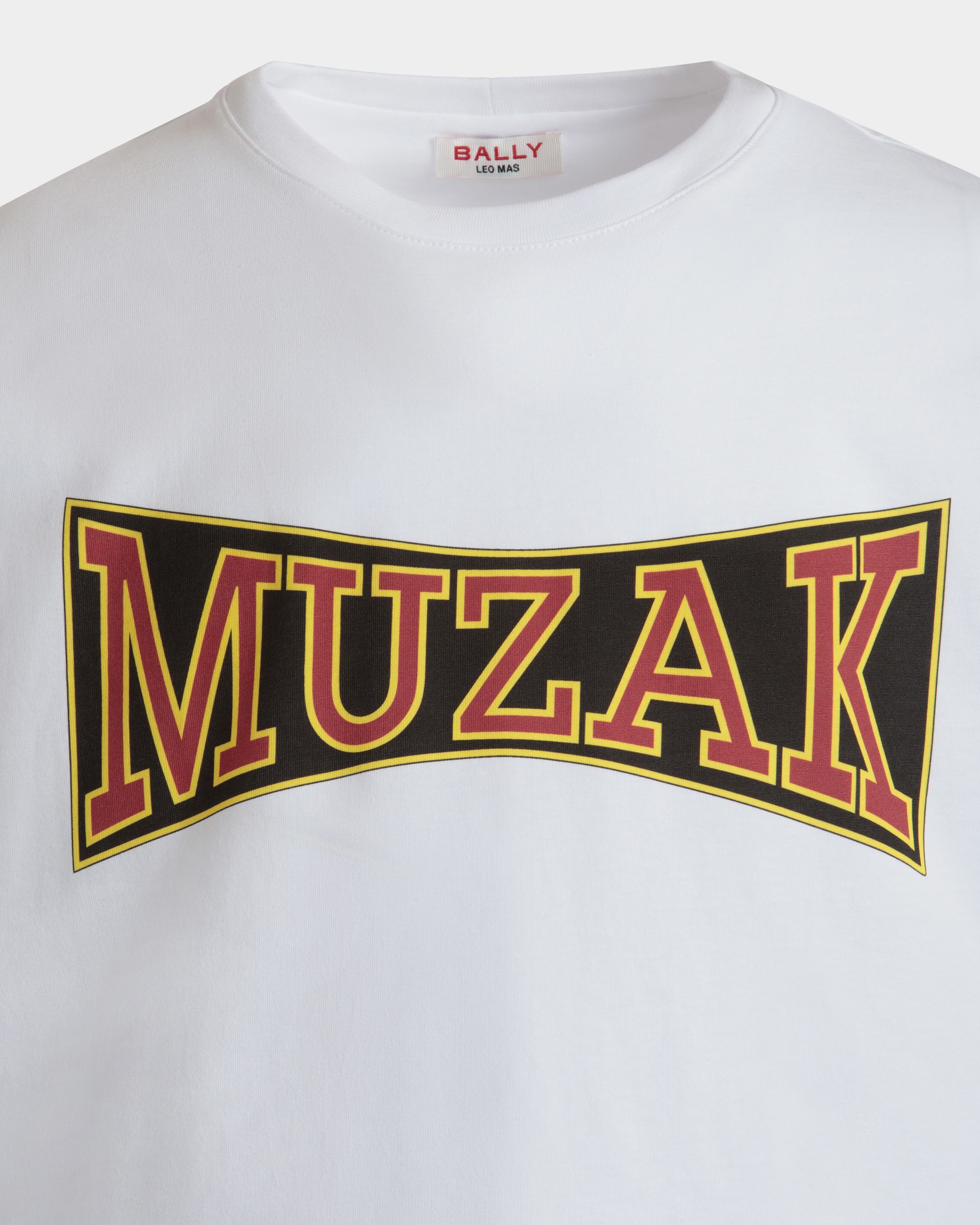 DJ Leo Mas x Bally T-Shirt in White Cotton with a Muzak Print - Men's - Bally - 04