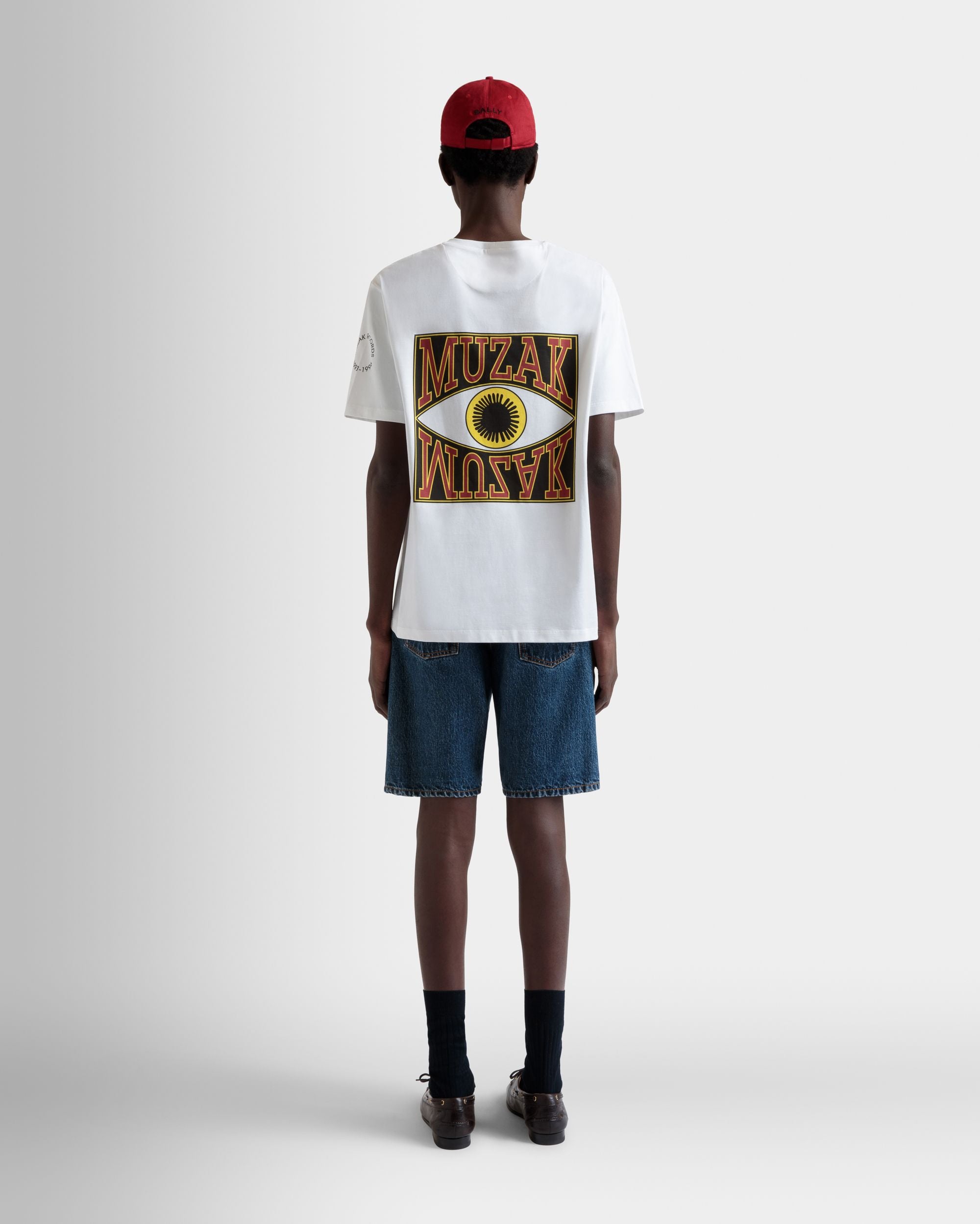 DJ Leo Mas x Bally T-Shirt in White Cotton with a Muzak Print - Men's - Bally - 06
