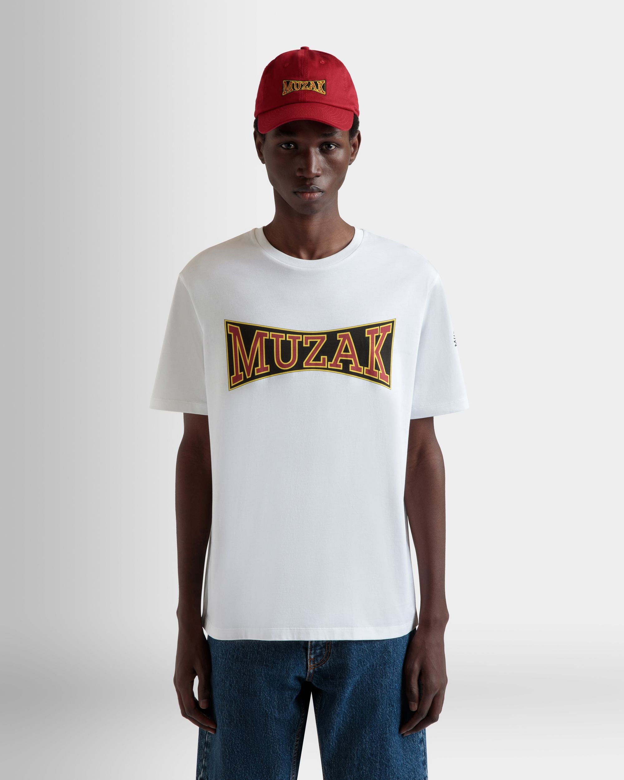 DJ Leo Mas x Bally T-Shirt in White Cotton with a Muzak Print - Men's - Bally - 08