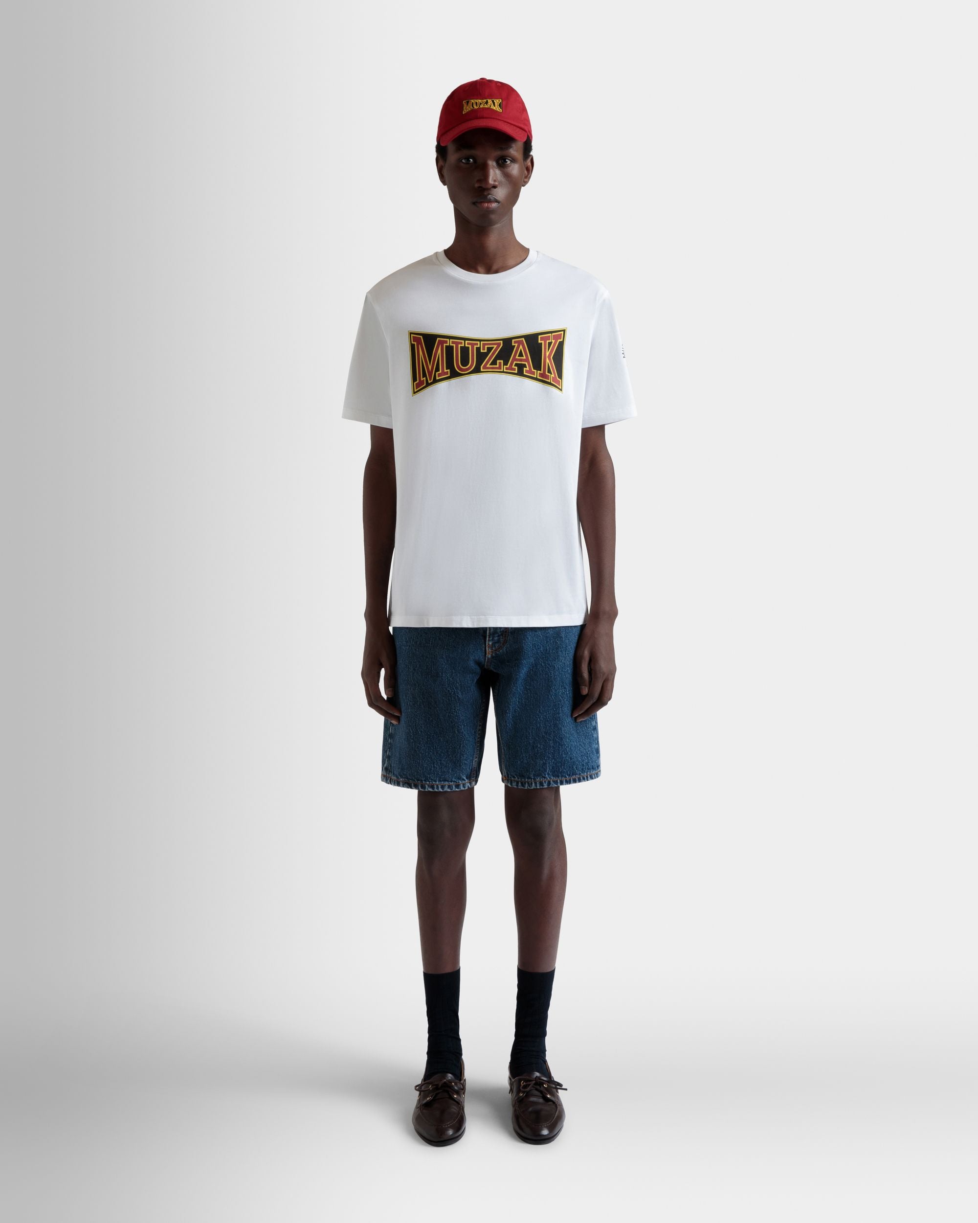 DJ Leo Mas x Bally T-Shirt in White Cotton with a Muzak Print - Men's - Bally - 09