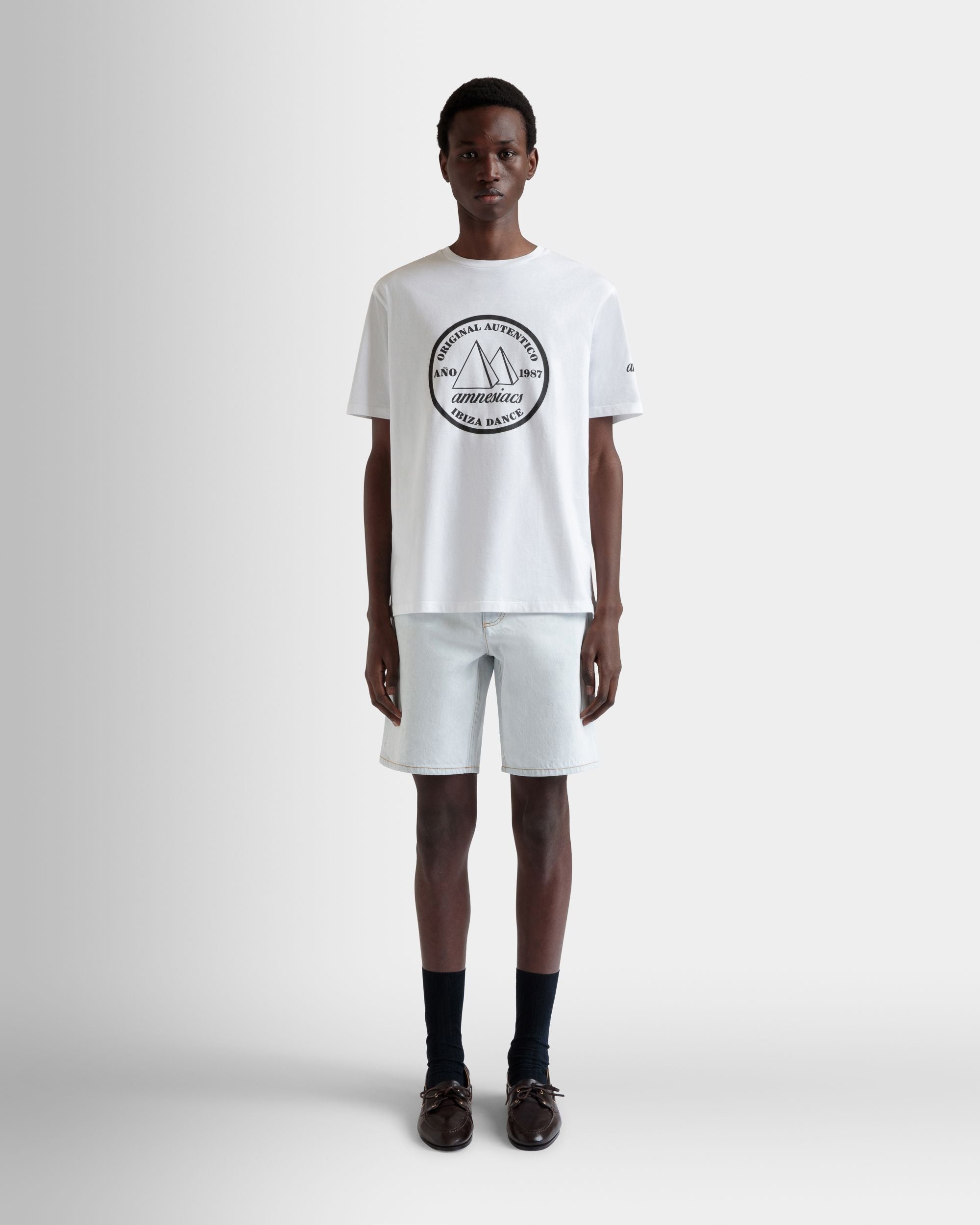 DJ Leo Mas x Bally T-Shirt in White Cotton with an Amnesia Print - Men's - Bally - 02