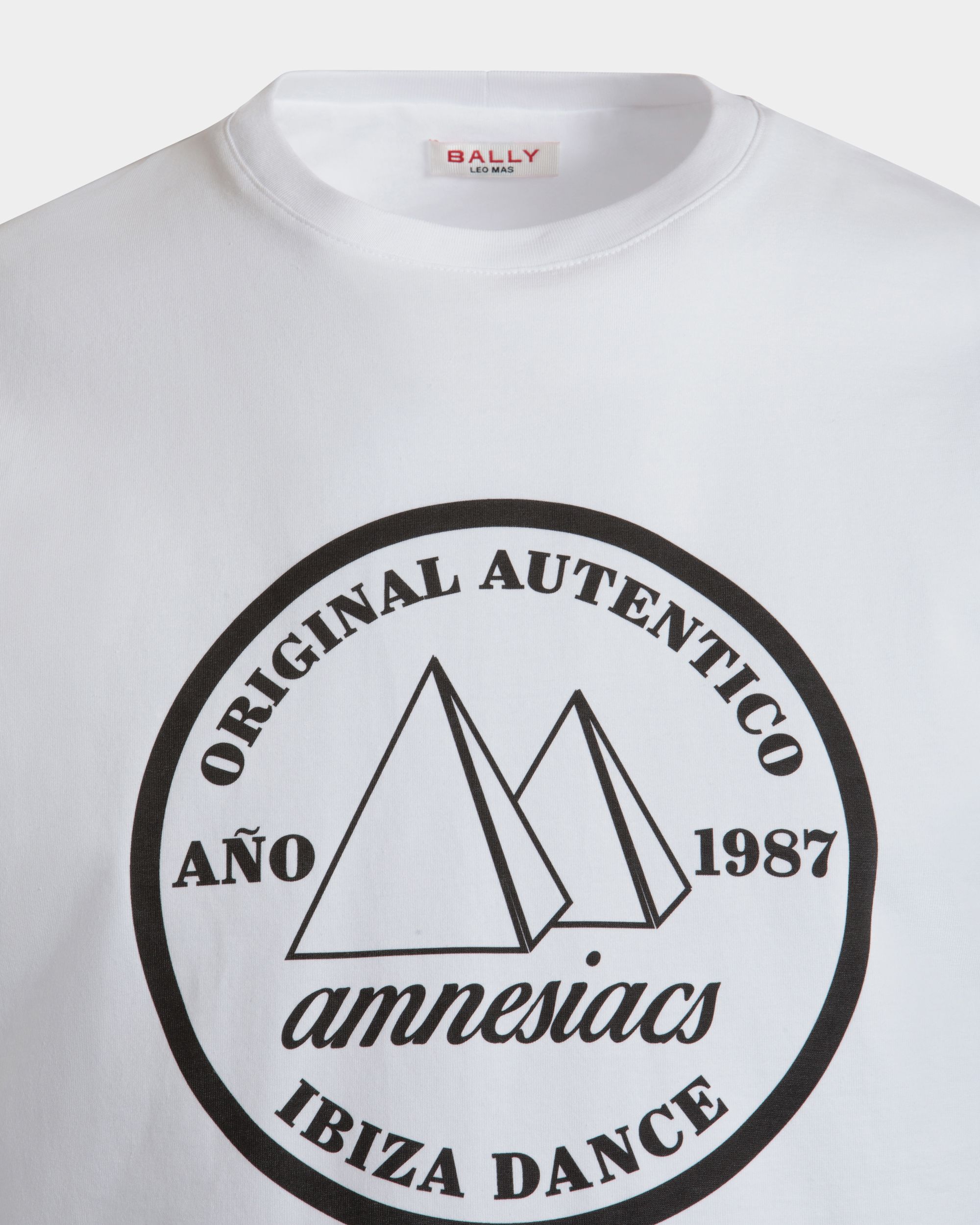 DJ Leo Mas x Bally T-Shirt in White Cotton with an Amnesia Print - Men's - Bally - 04