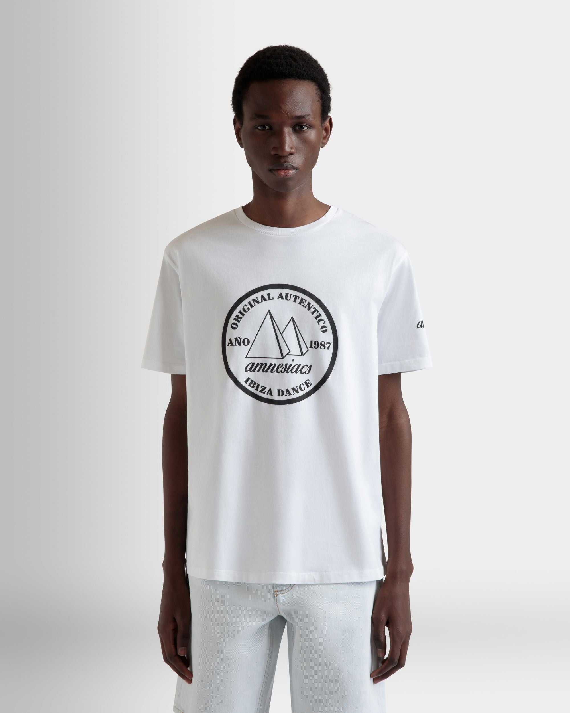 DJ Leo Mas x Bally T-Shirt in White Cotton with an Amnesia Print - Men's - Bally - 08