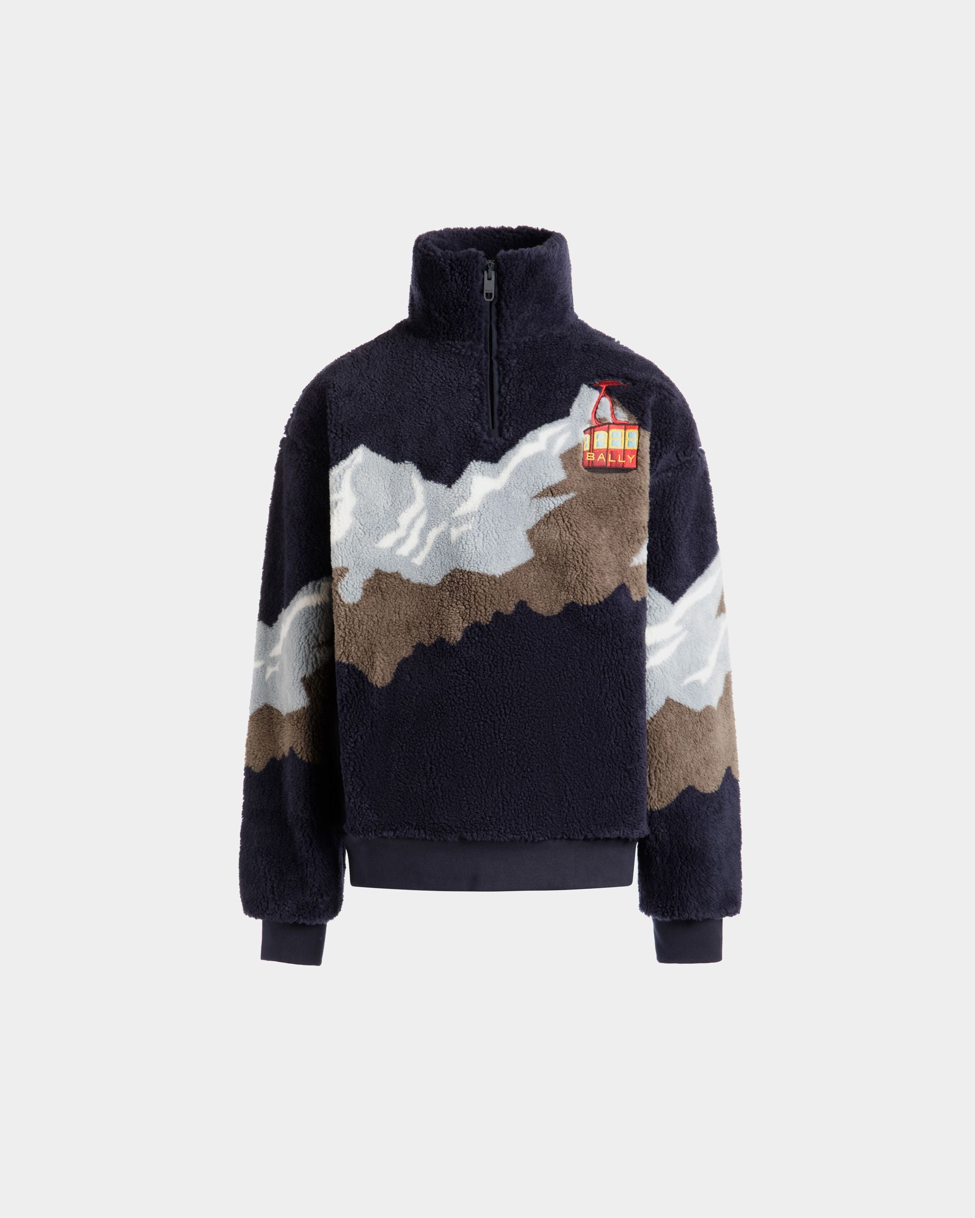 Felpa Con Zip Corta Winter Capsule In Pile Navy Blue - Uomo - Bally - 01