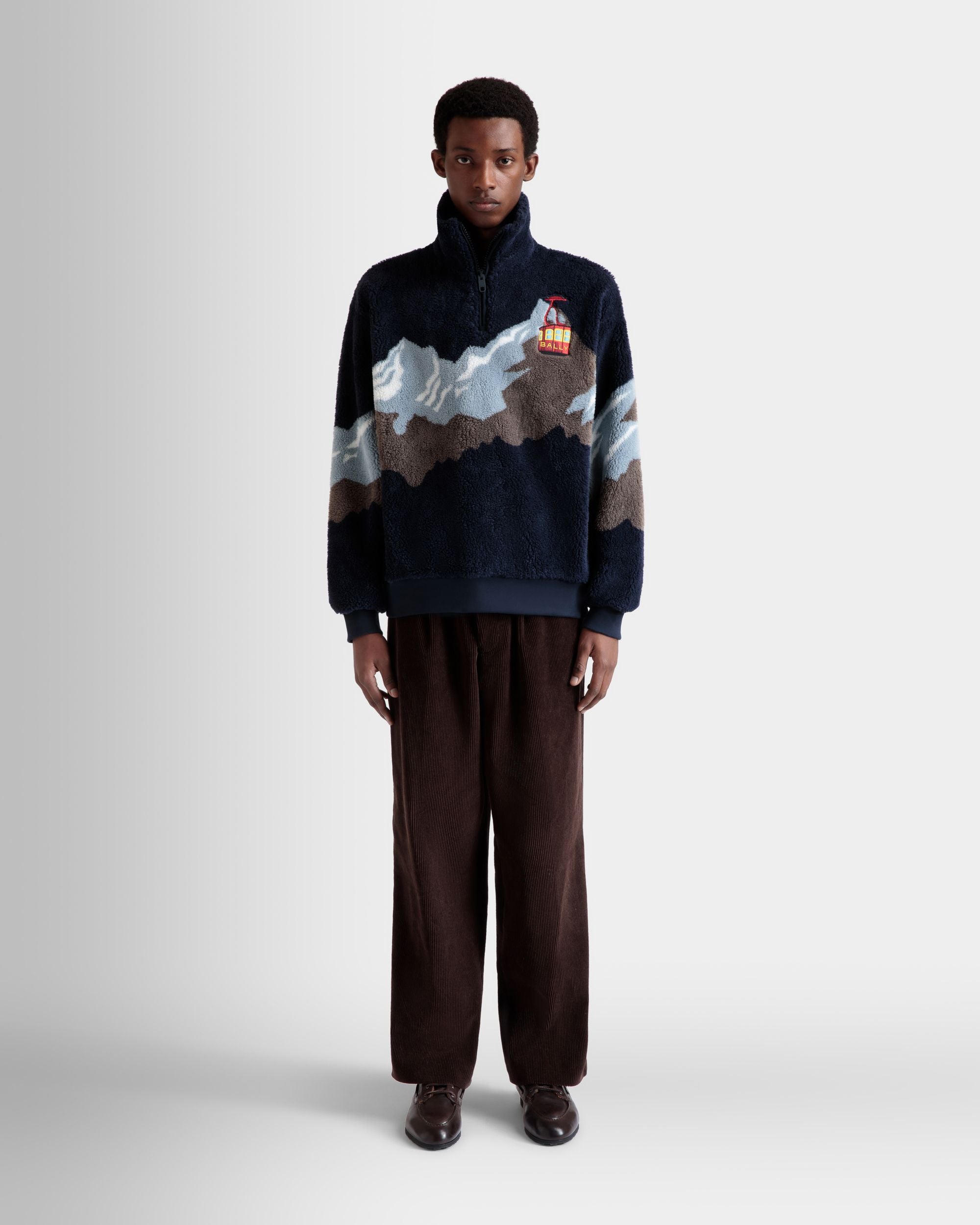 Winter Capsule Sweatshirt Mit Kurzem Reißverschluss Aus Fleece In Navy Blue - Homme - Bally - 02